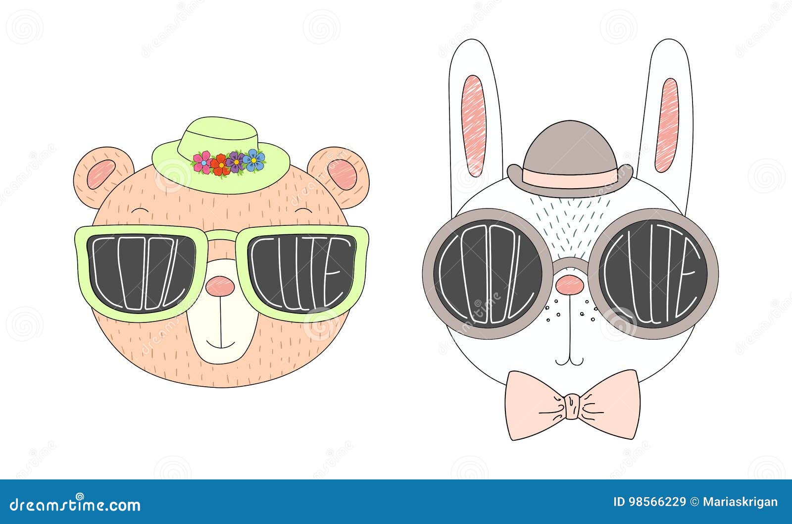 Download Animals In Cute And Cool Sunglasses Stock Vector - Illustration of face, background: 98566229