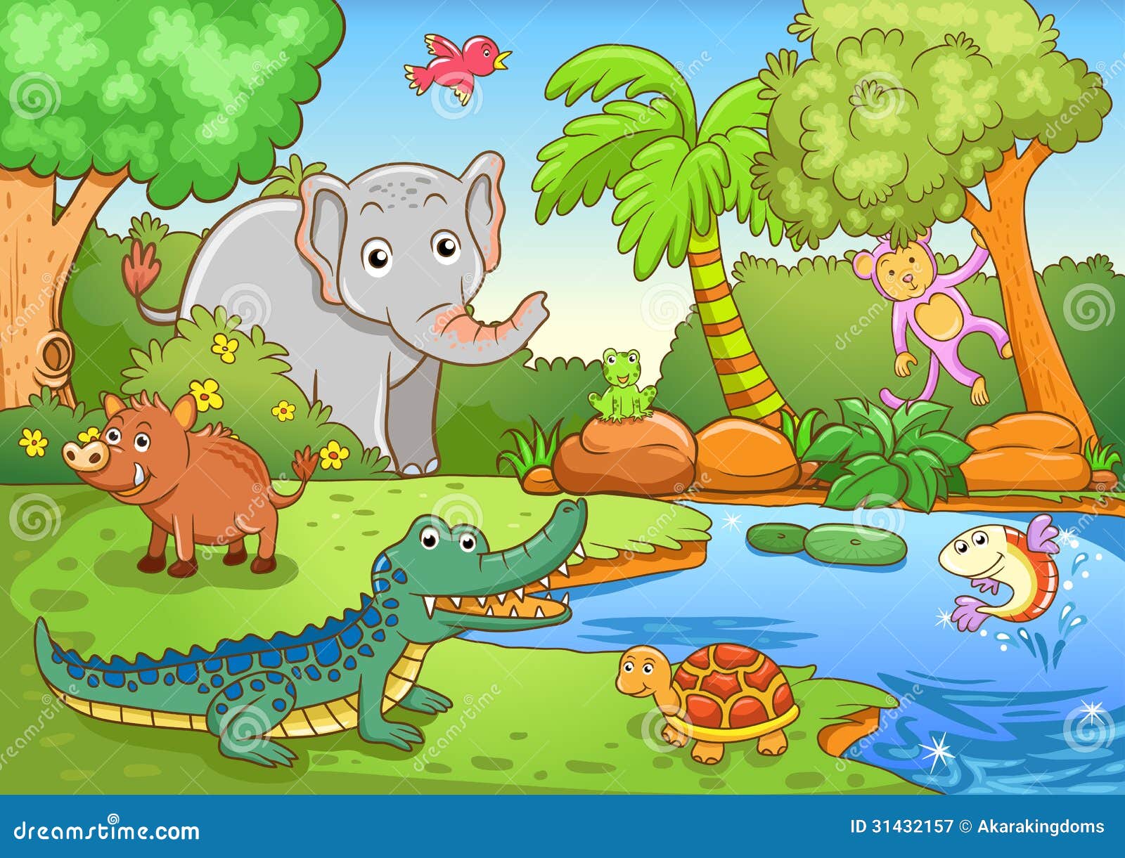 Animals in forest. stock vector. Illustration of colorful - 31432157