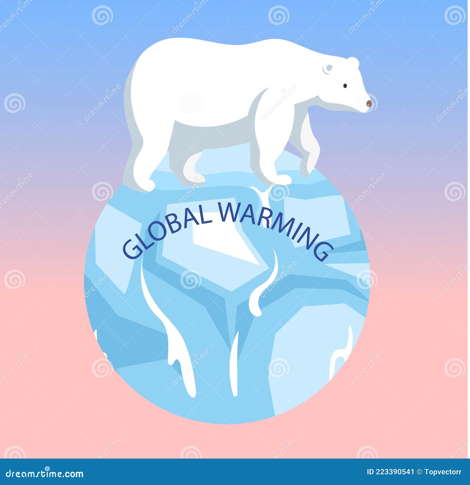 Animals during Global Warming, Climate Change Concept. Polar Bear Standing  on Planet Earth Stock Vector - Illustration of berg, antarctic: 223390541