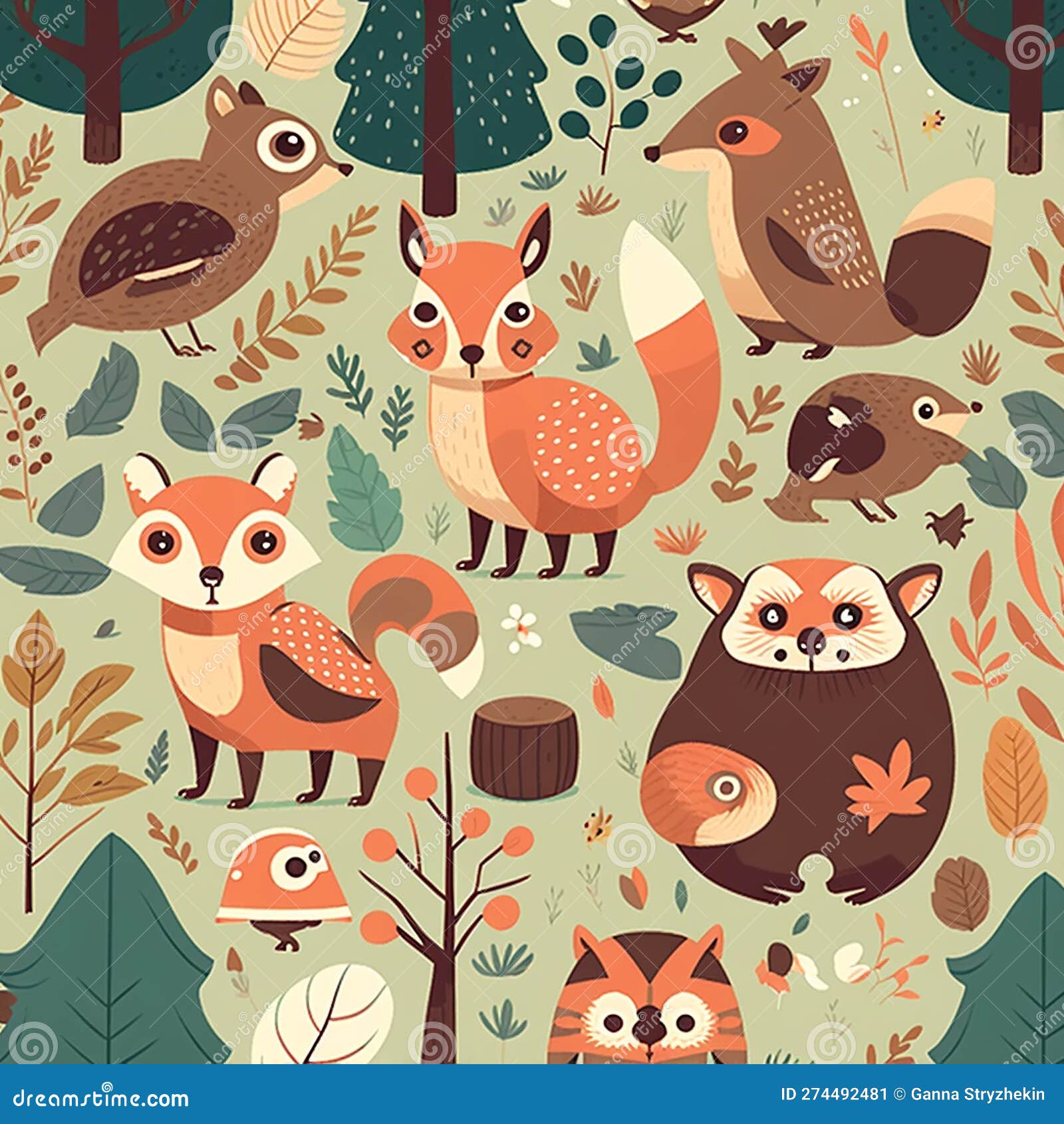 Animals and Plant Drawings. Ilustração Stock Ilustração de têxtil, coelho 274492481