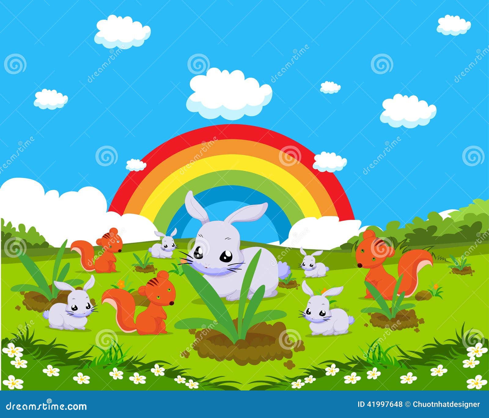 Animals with Rabbits and Squirrels Stock Vector Illustration of