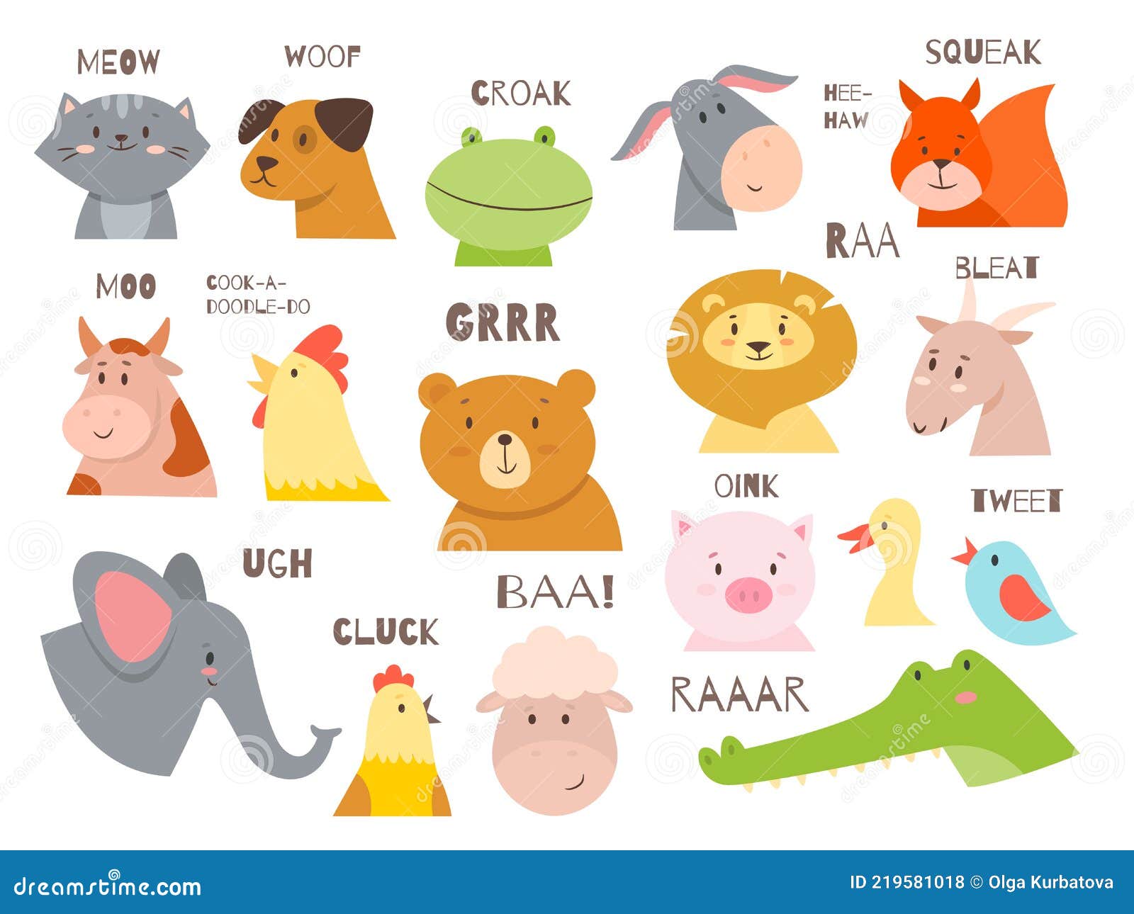 Animals Talking. Farm and Wild Fauna Characters Talks Sound, Cartoon Cute  Childish Creatures Communication, Birds and Stock Vector - Illustration of  elephant, lion: 219581018