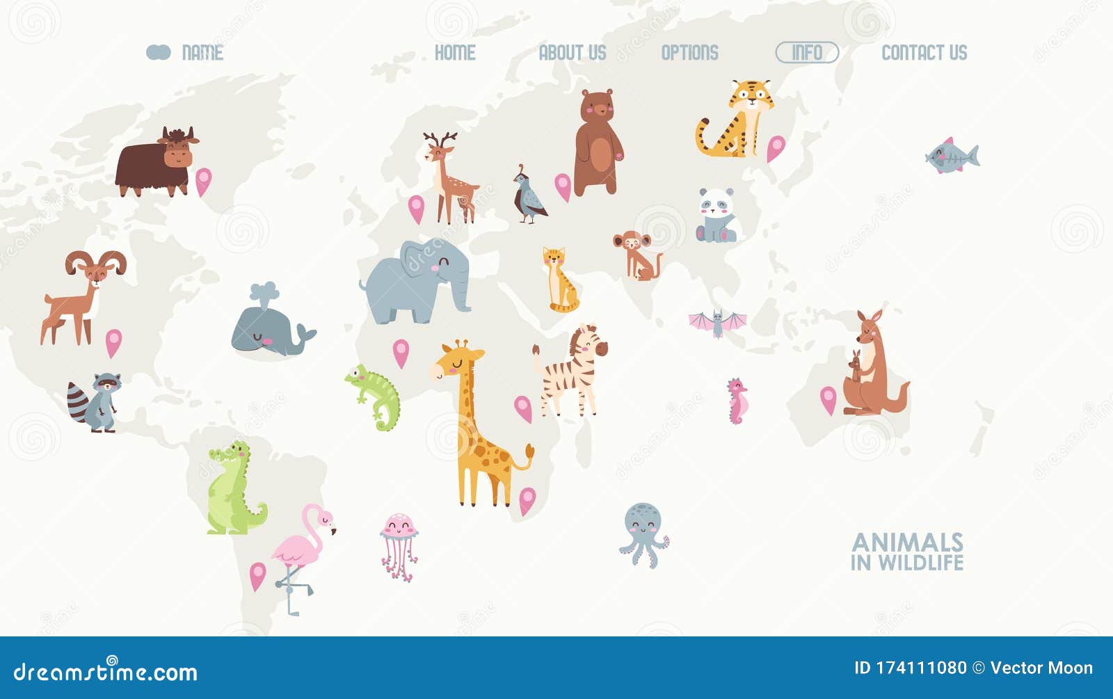 Cartoon Map Of Australia Continent With Different Animals Vector