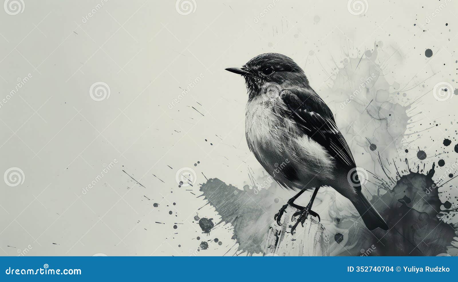 animated bird on monochrome background - high-resolution stock image for art, , and creative projects