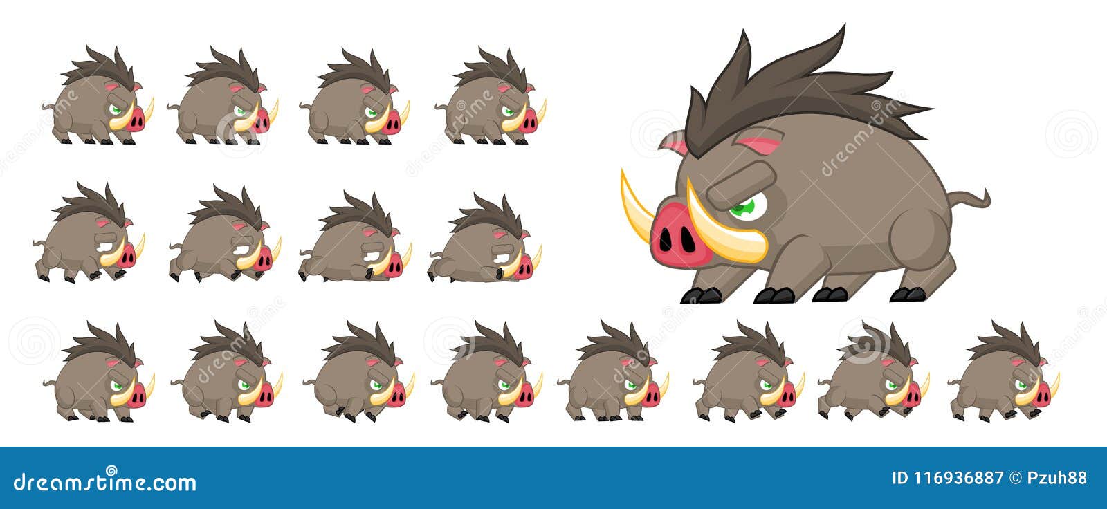 animated boar character sprites