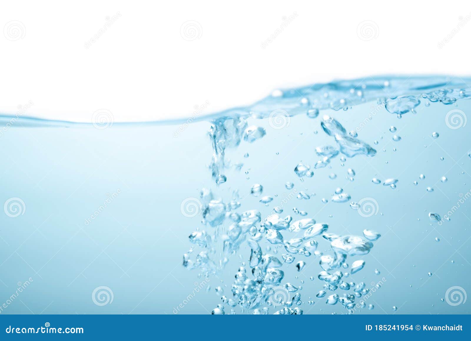 Animated Bubbles in Clear Blue Water Splash on White Background Stock