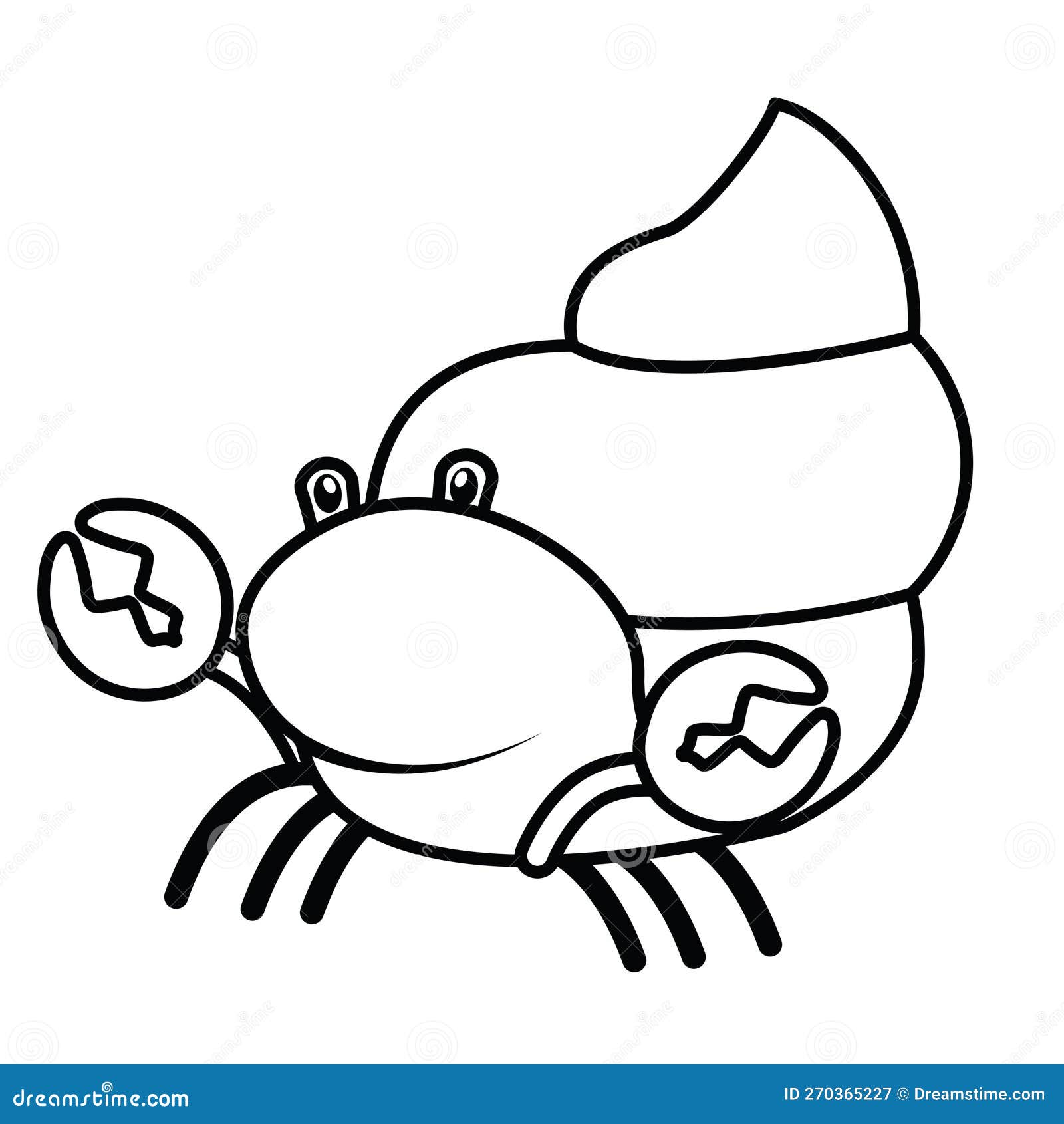 cute hermit crab in balck line icon sea animal graphic png 