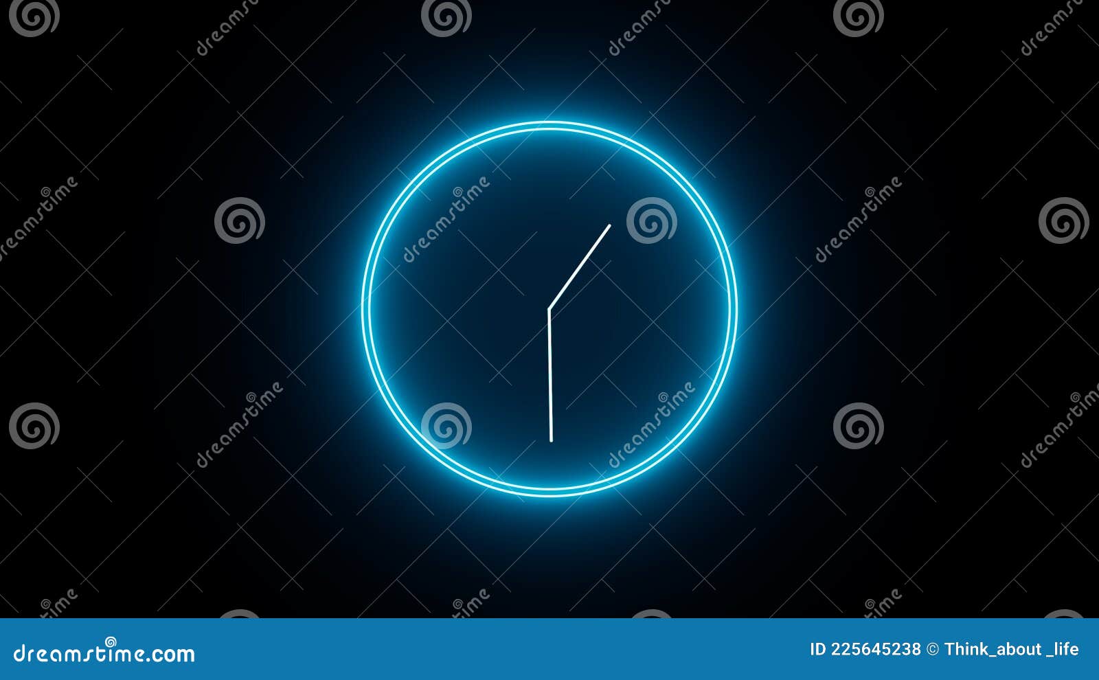 animated clock with glowing neon light. looped animated clock.
