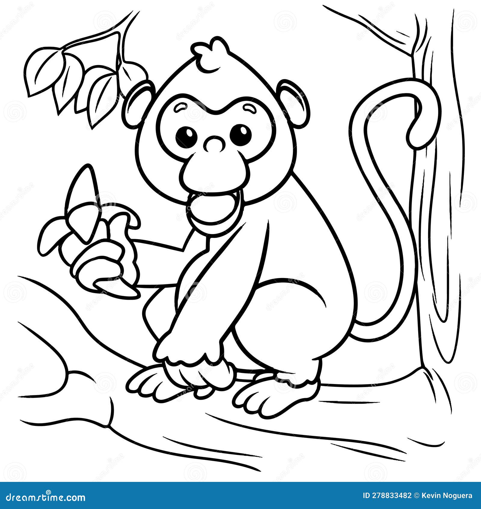Monkey Cartoon Coloring Page Vector Stock Vector - Illustration of ...