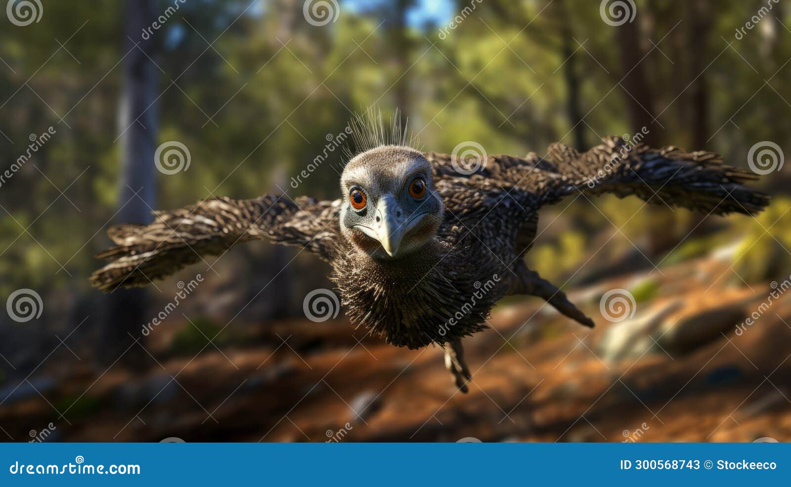 animated image of extinct bird flying in unreal engine style
