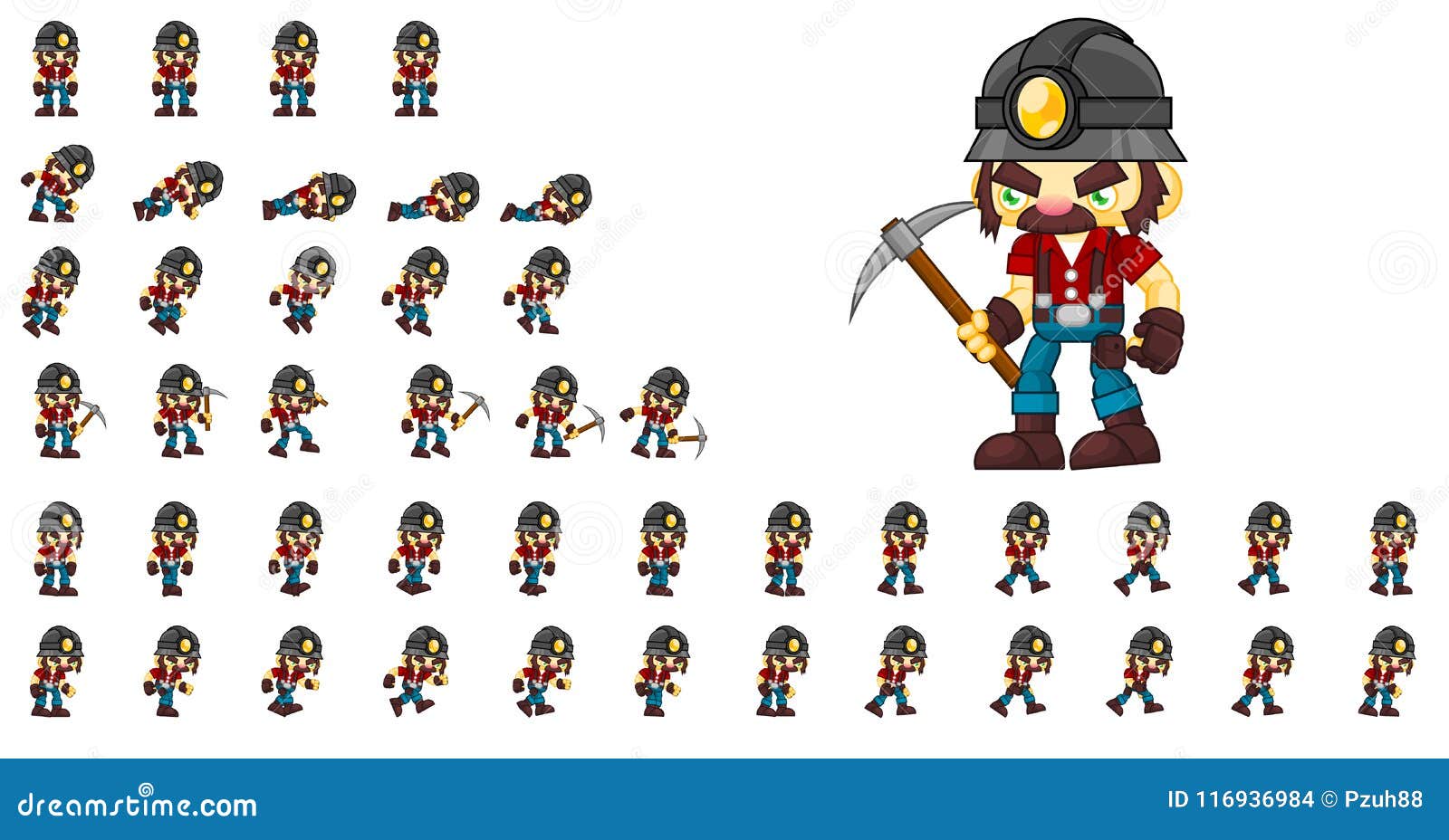 animated miner character sprites