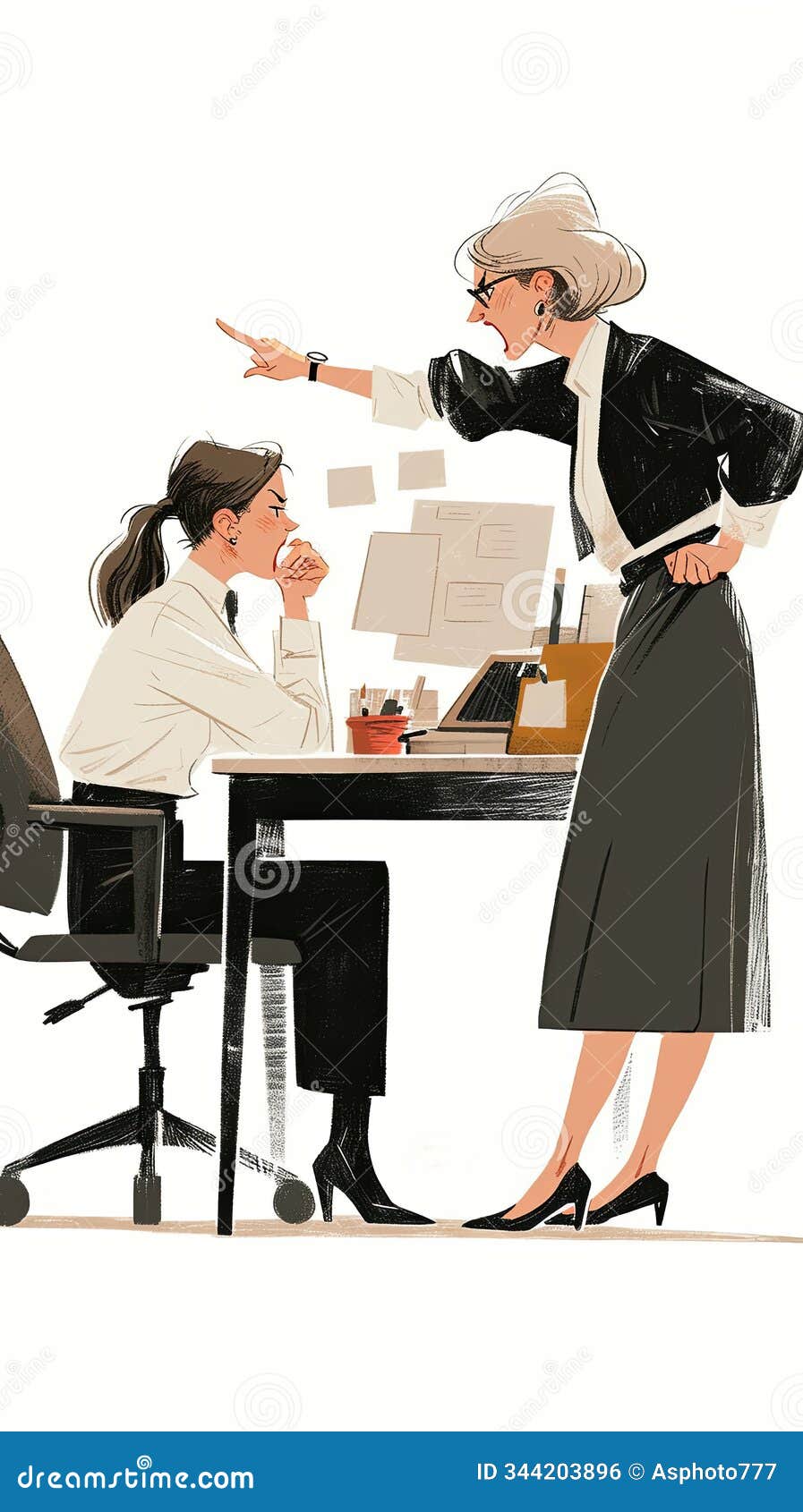 animated office scene depicting a business discussion between colleagues