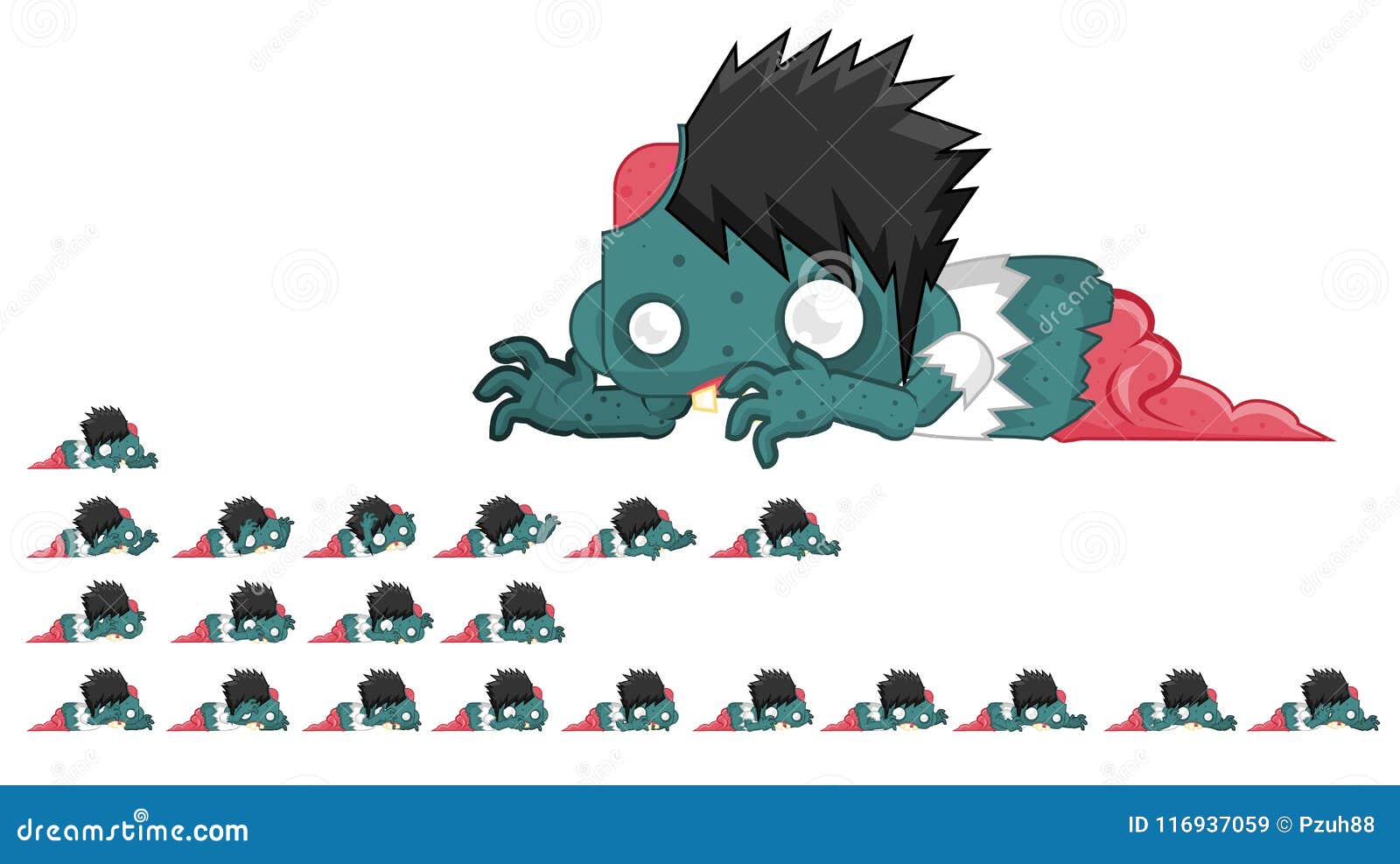 Animated Zombie Character Sprites Stock Vector - Illustration of asset,  people: 116937059