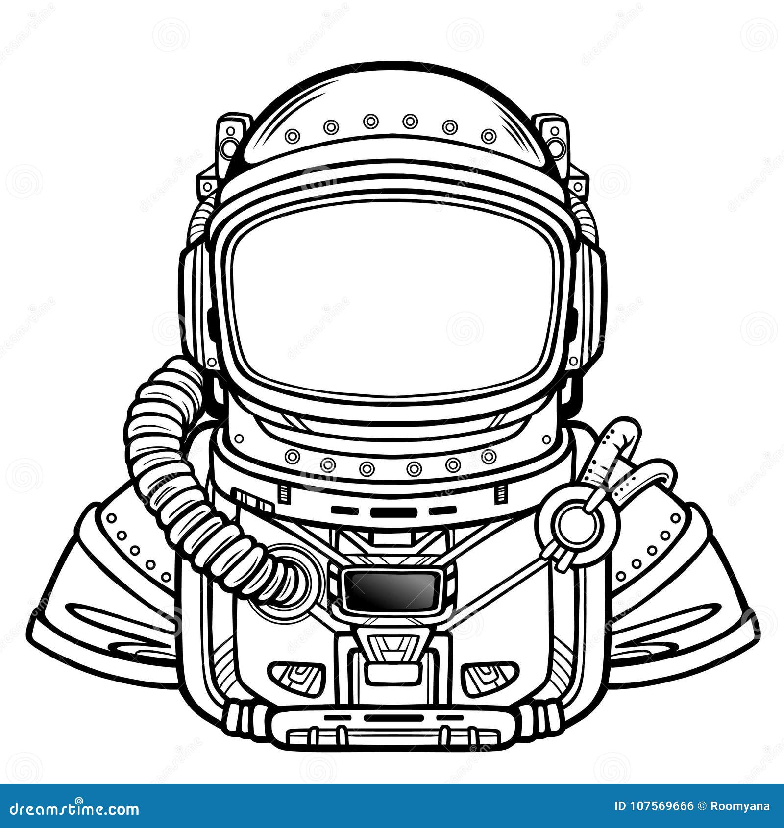 Spaceman in pressure suit out space among stars Vector Image