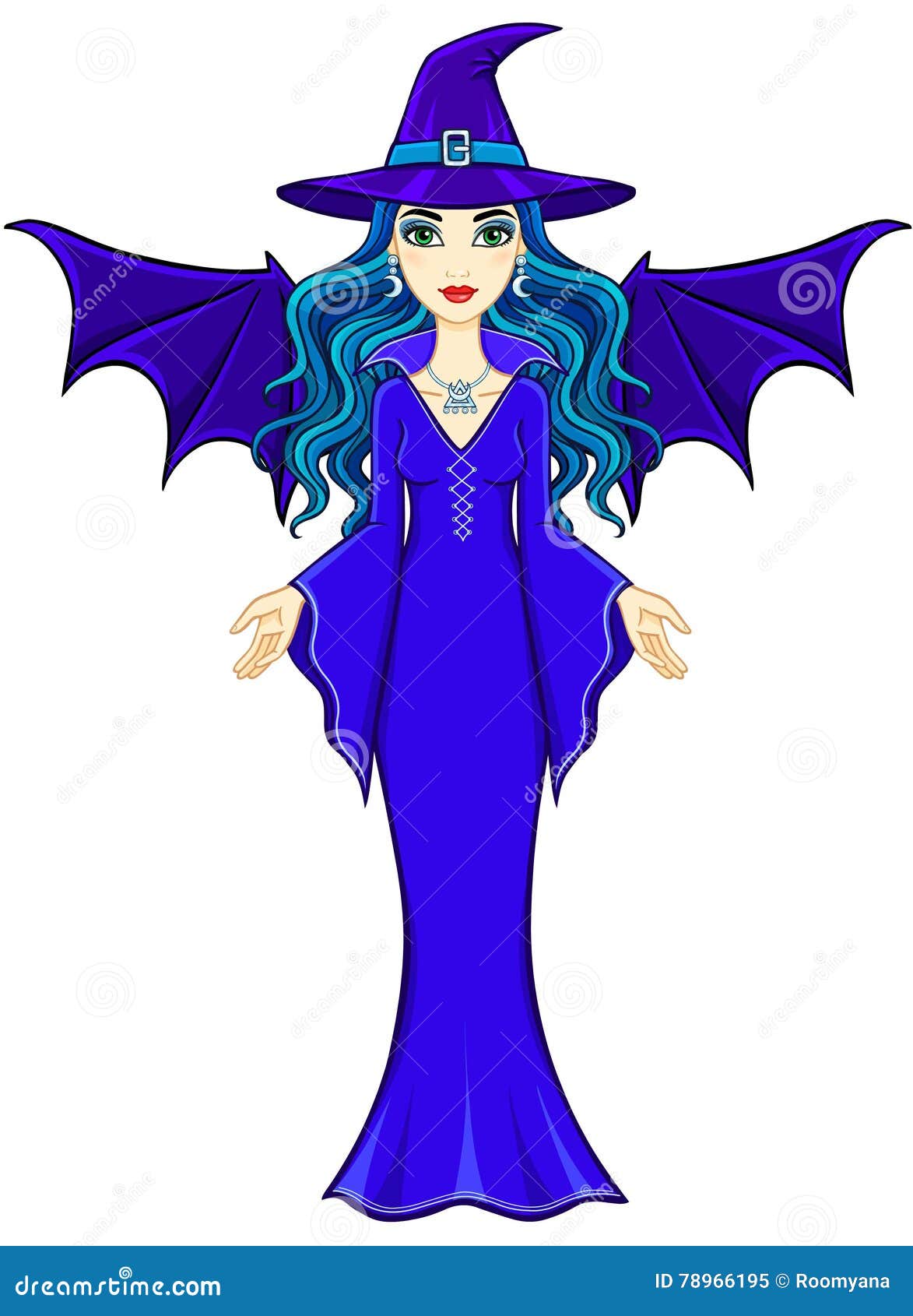 Animation Beautiful Witch with Wings of a Bat. Stock Vector - Illustration  of fairytale, fairy: 78966195
