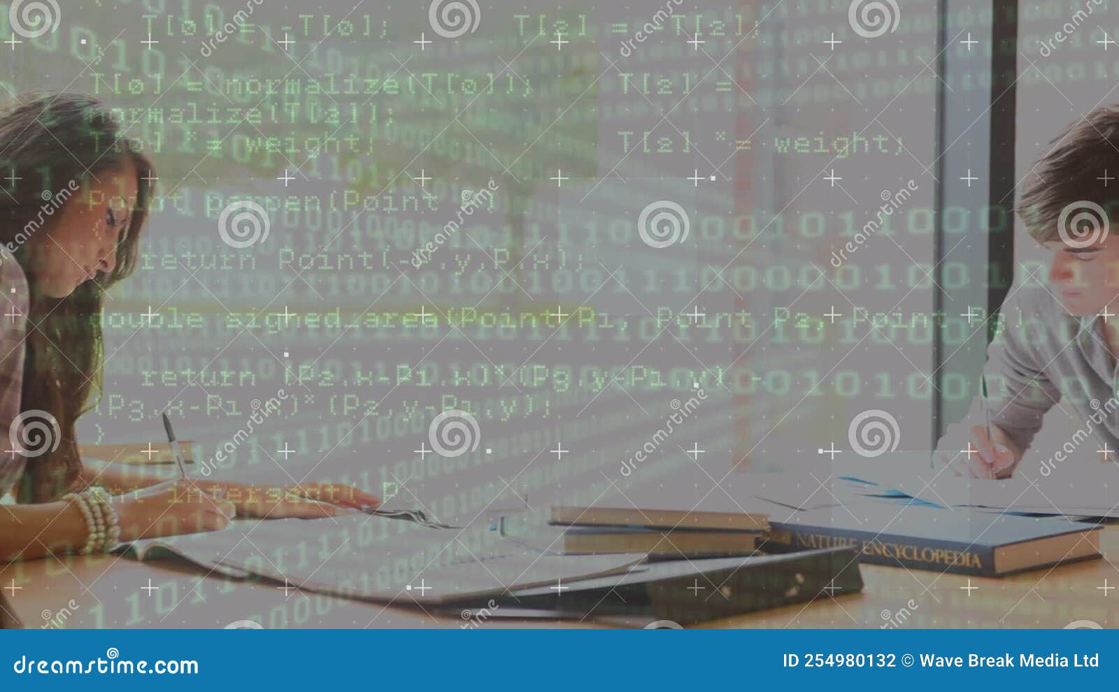 Animation of Binary Code and Programming Language Over Caucasian ...