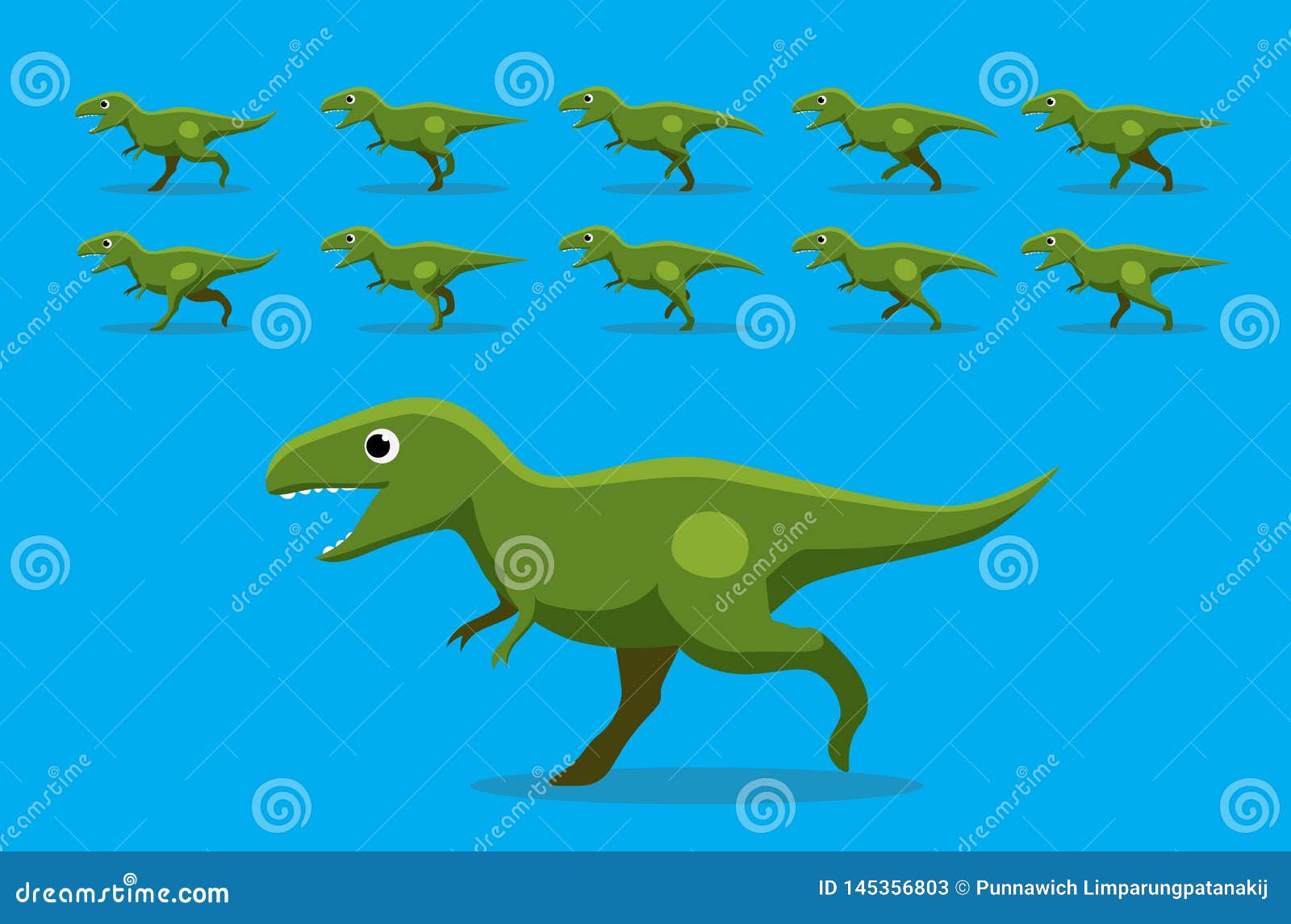 Animal Animation Sequence Dinosaur T-Rex Running Cartoon Vector Stock  Vector - Illustration of theropod, stand: 145356803