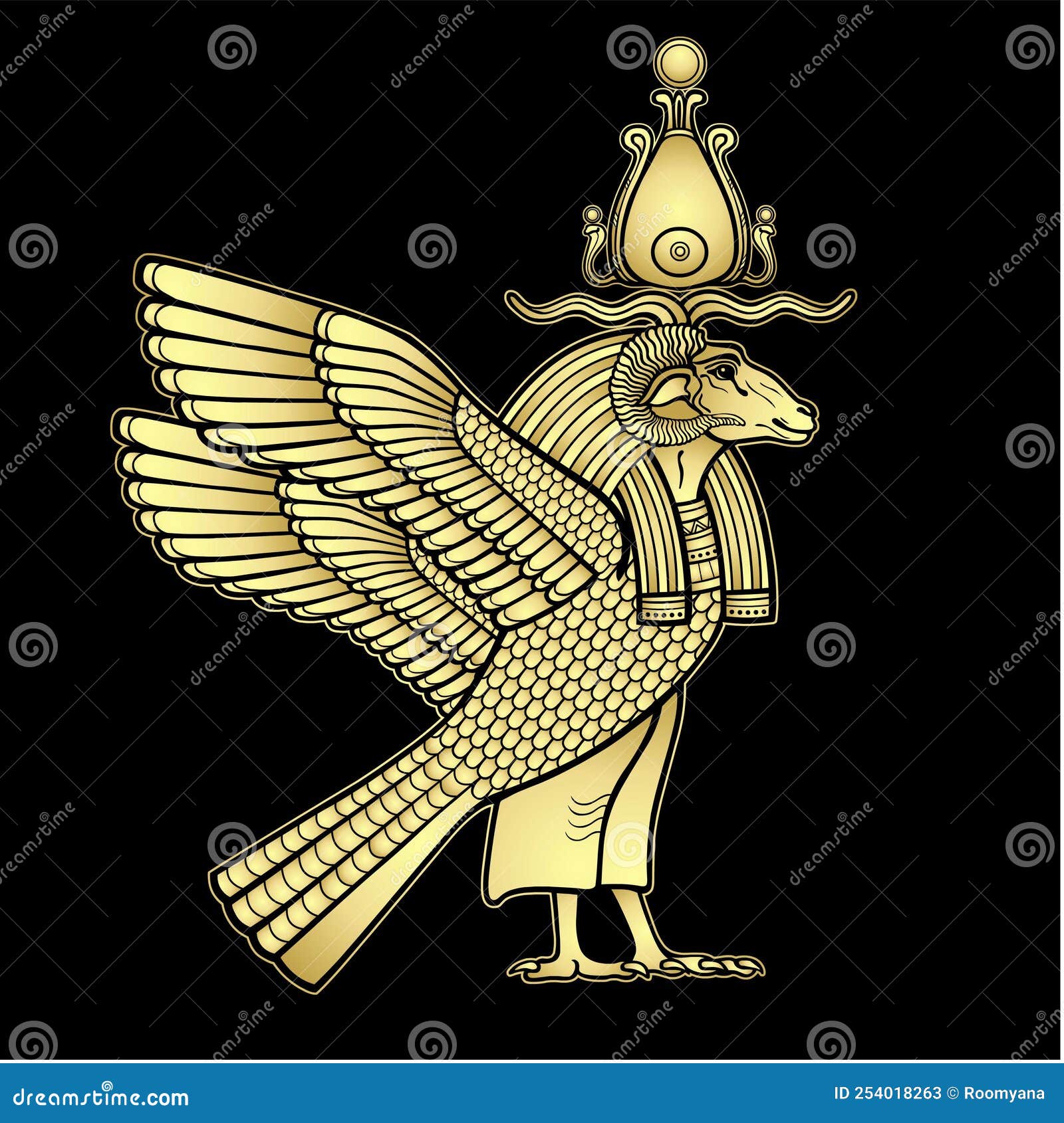 Animation Color Portrait: Ancient Egyptian God Khnum with Body of a ...