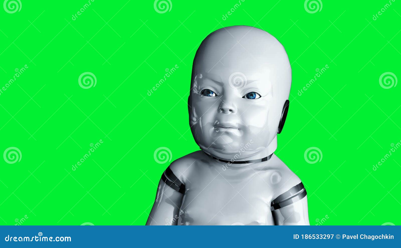 Animation De Robot De Bébé. Flou De Mouvement Phisical. Animation Réaliste  D'écran Du Vert 4k. Clips Vidéos - Vidéo du gosse, tête: 186533297