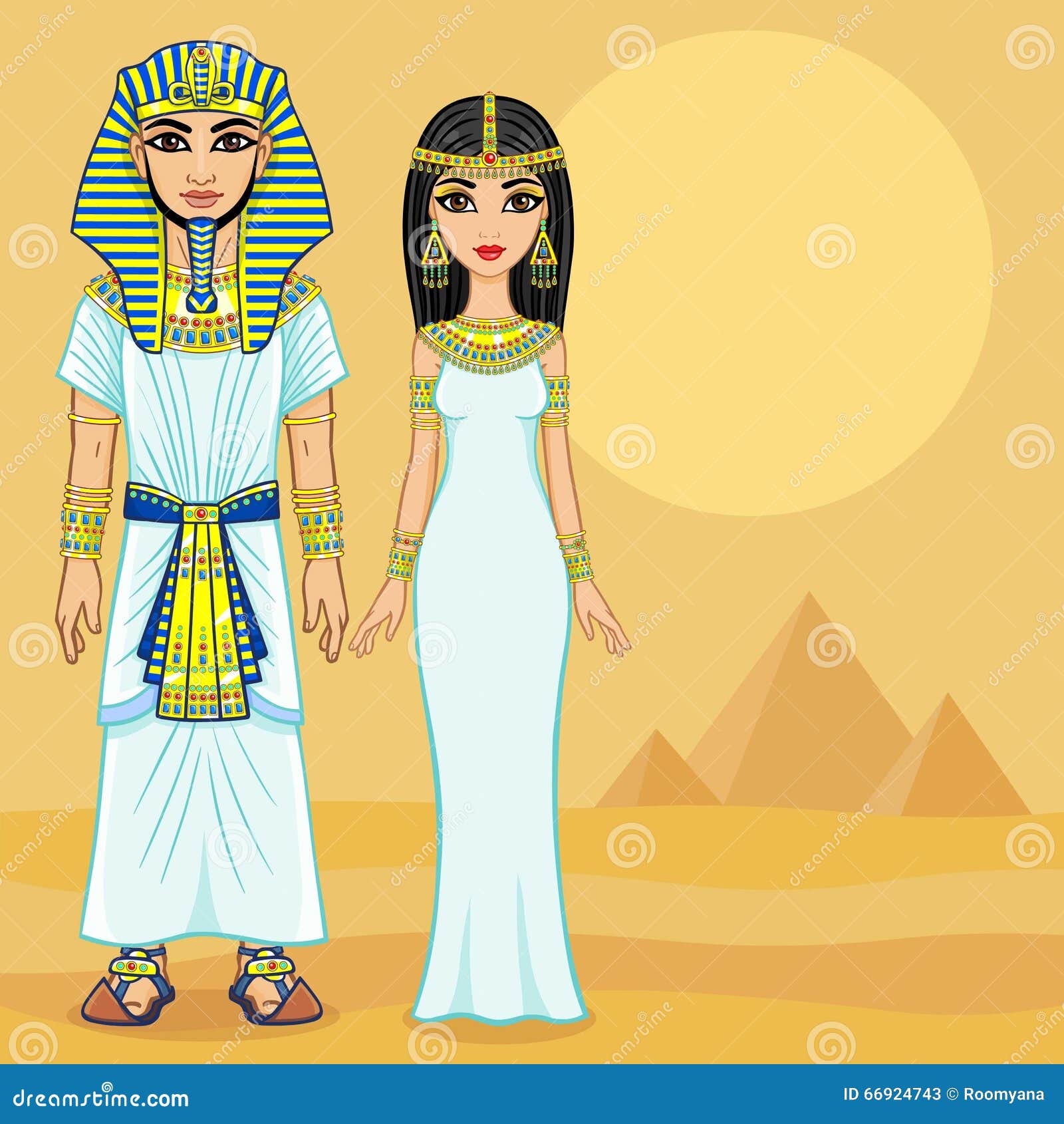 Animation Egyptian Family in Ancient Clothes. Stock Vector - Illustration  of cleopatra, egyptian: 66924743