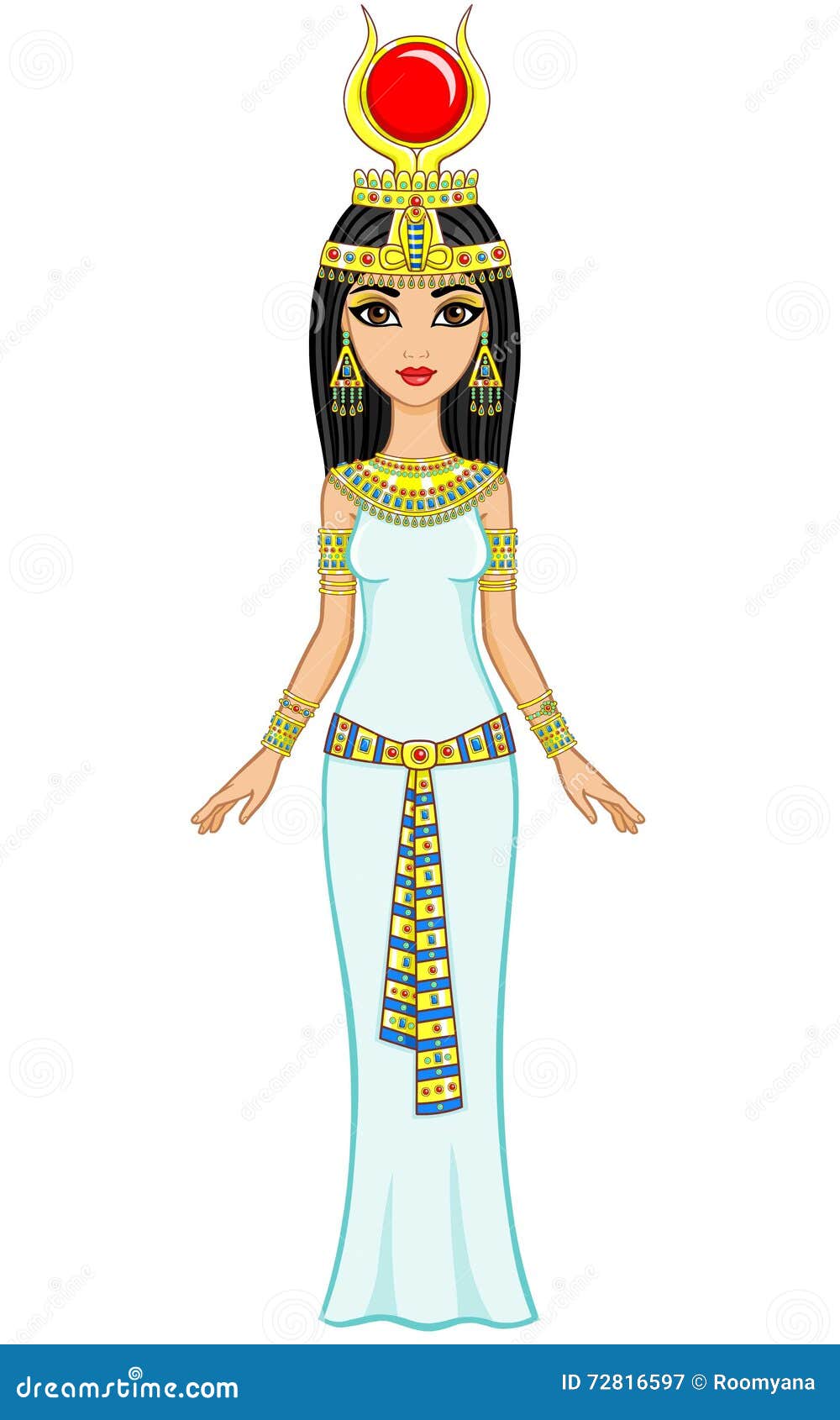 Царица Египта Клеопатра в полный рост рисунок