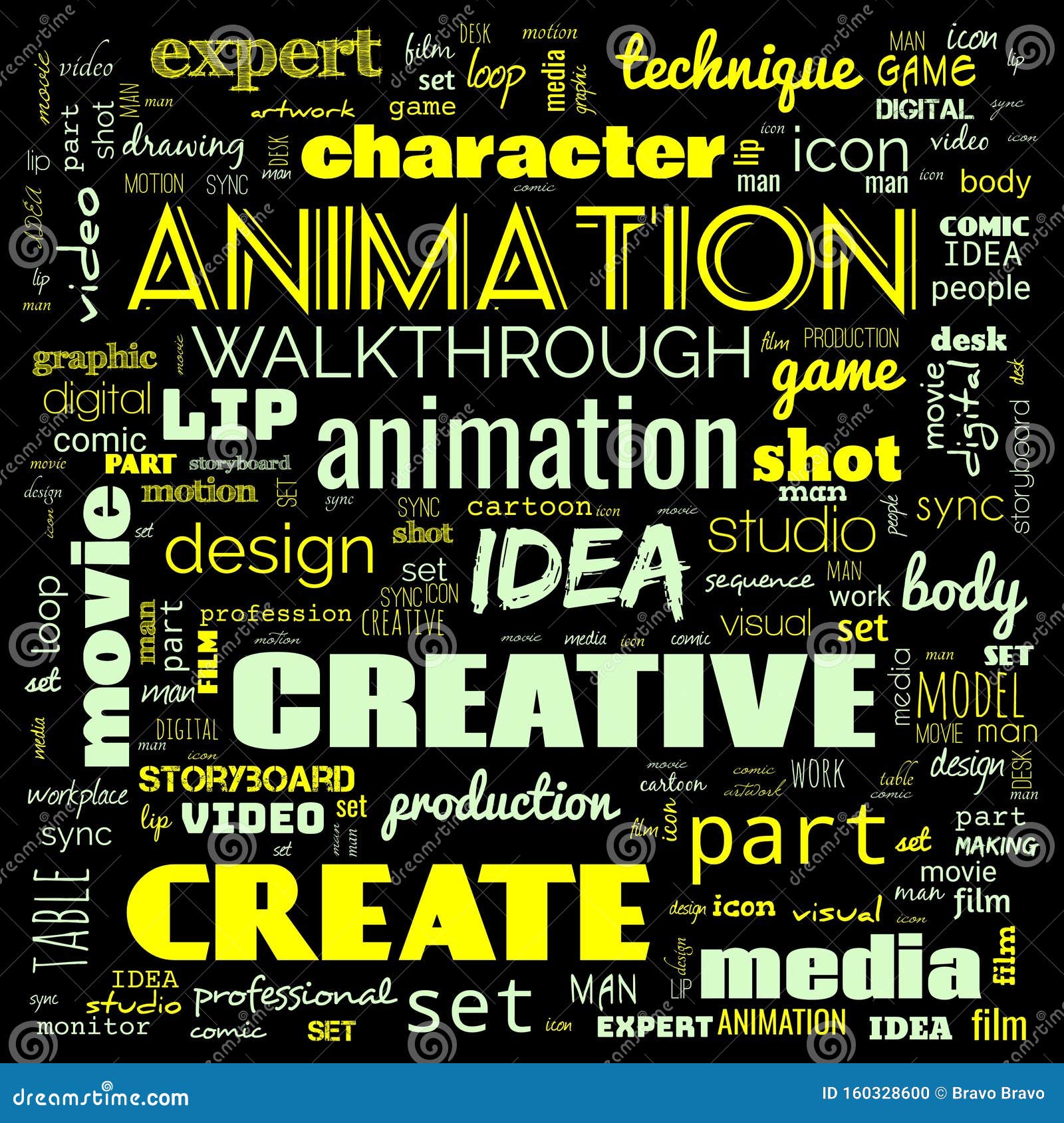 Animation Graphic, Design, Text Word Cloud, Use for Banner, Painting,  Motivation, Web-page, Website Background, T-shirt & Shirt Stock  Illustration - Illustration of artwork, animator: 160328600