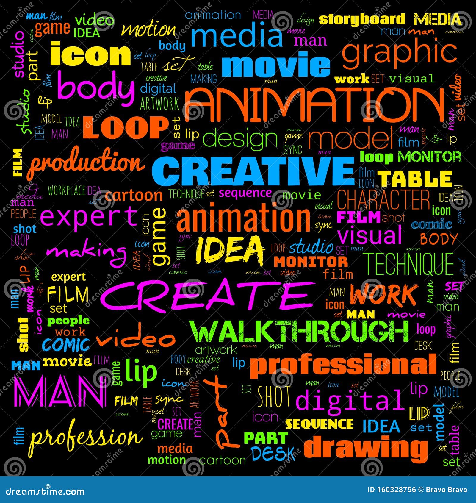 Animation Graphic, Design, Text Word Cloud, Use for Banner, Painting,  Motivation, Web-page, Website Background, T-shirt & Shirt Stock  Illustration - Illustration of animator, cartoon: 160328756