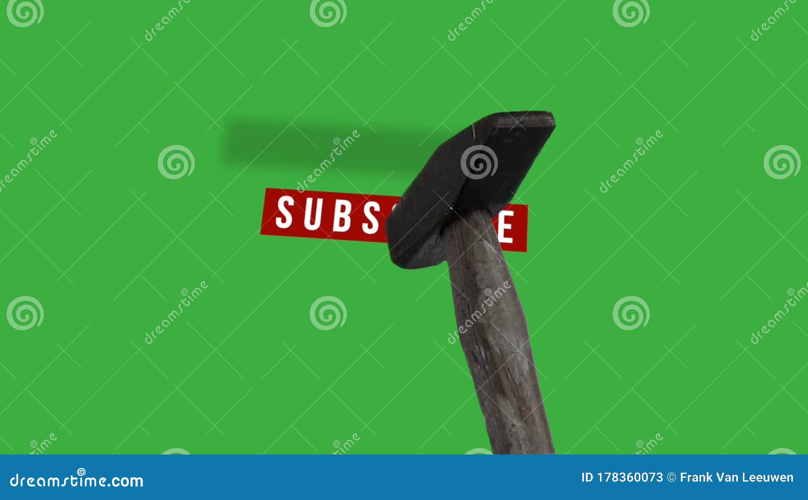 Smashing a Subscribe Button with Hammer, Green Screen Version Stock