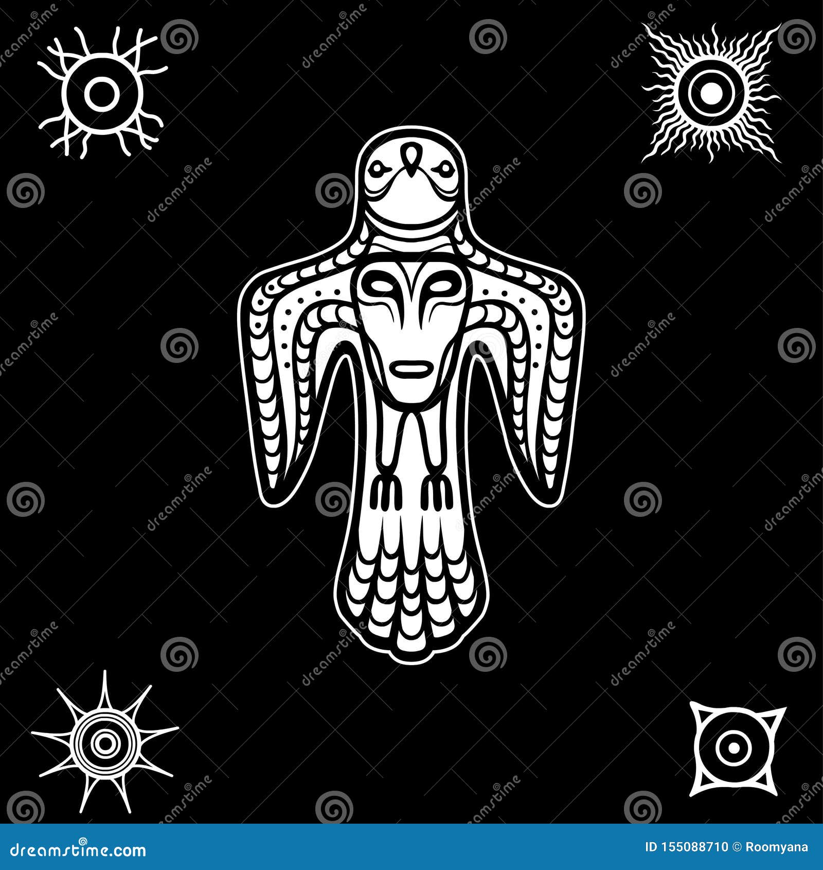 Animation Image Of Ancient Pagan Deity. Bird Y With A Human Face On A ...