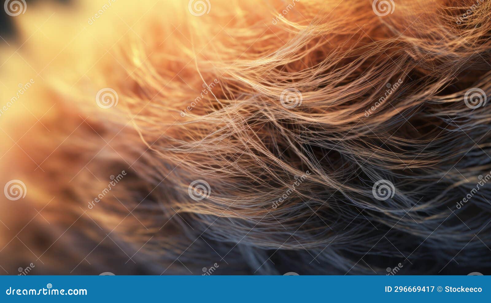 macro close-up of orange and brown hair with vray tracing