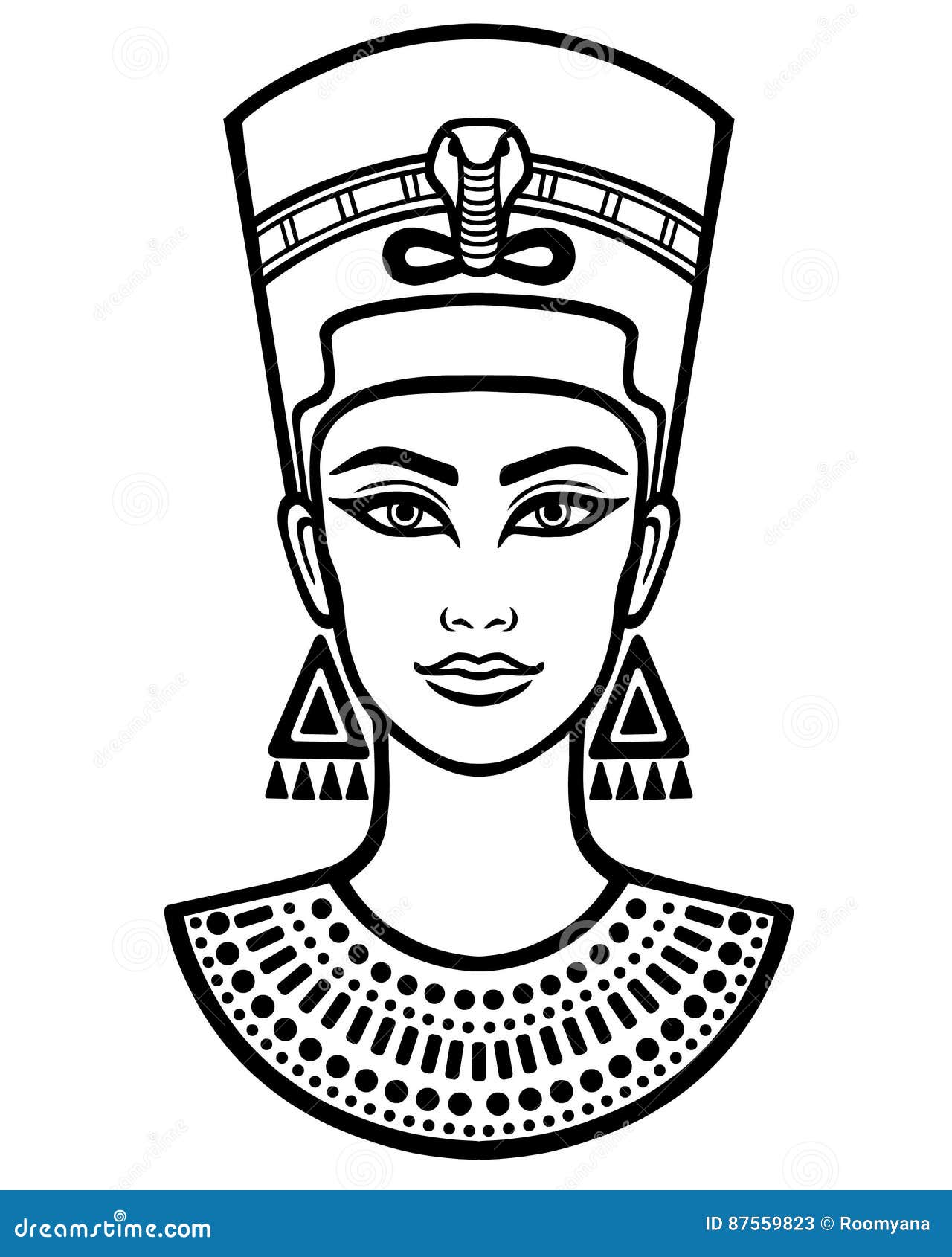 animation portrait of the beautiful egyptian woman.