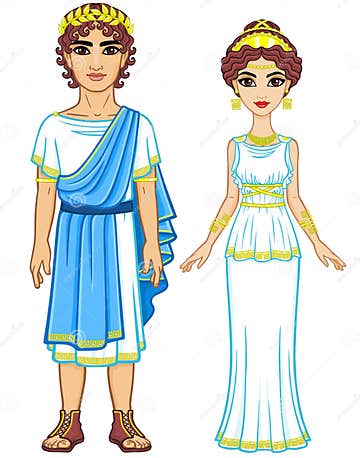 Animation Portrait of a Family in Clothes of Ancient Greece. Stock ...