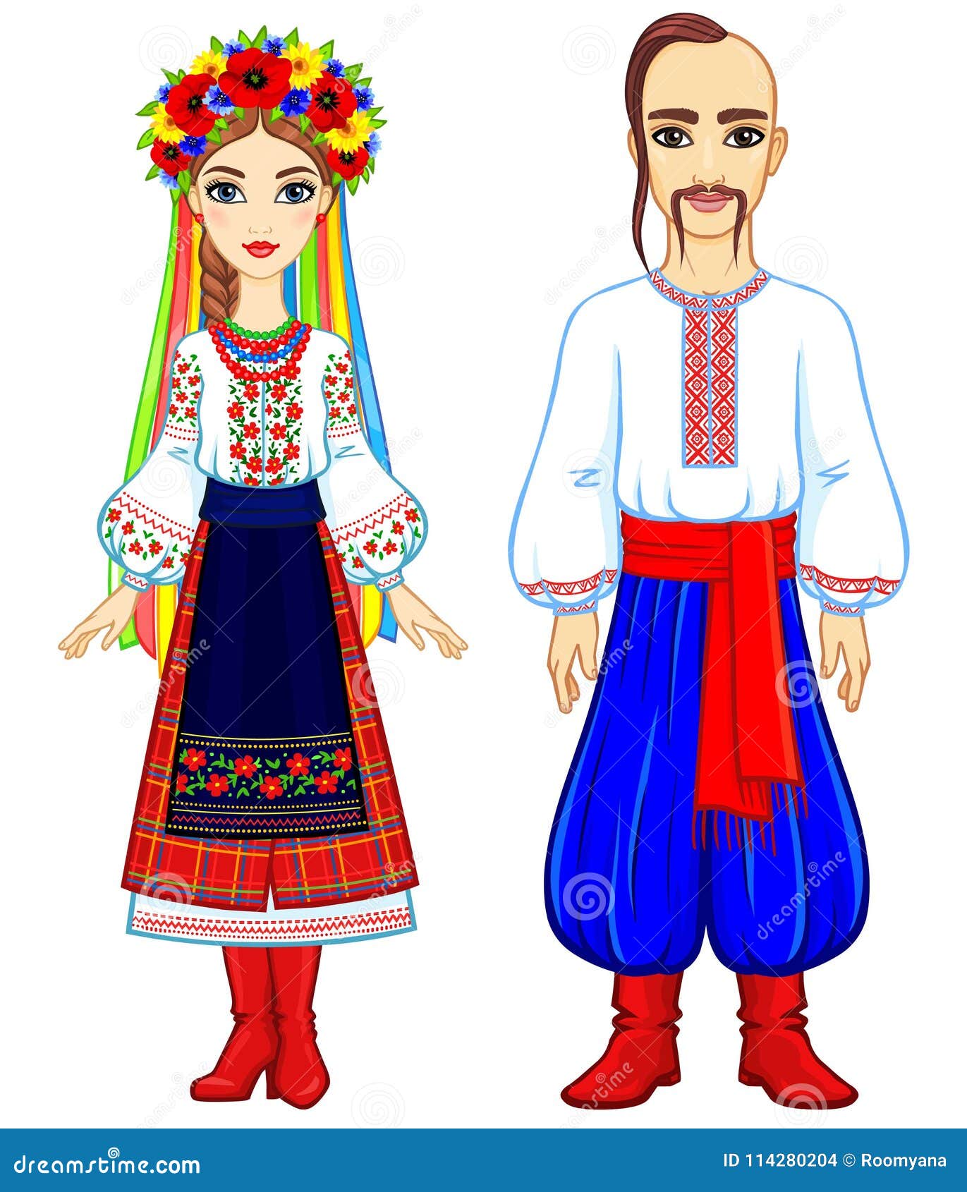 Animation Portrait of the Ukrainian Family in National Clothes. Full ...