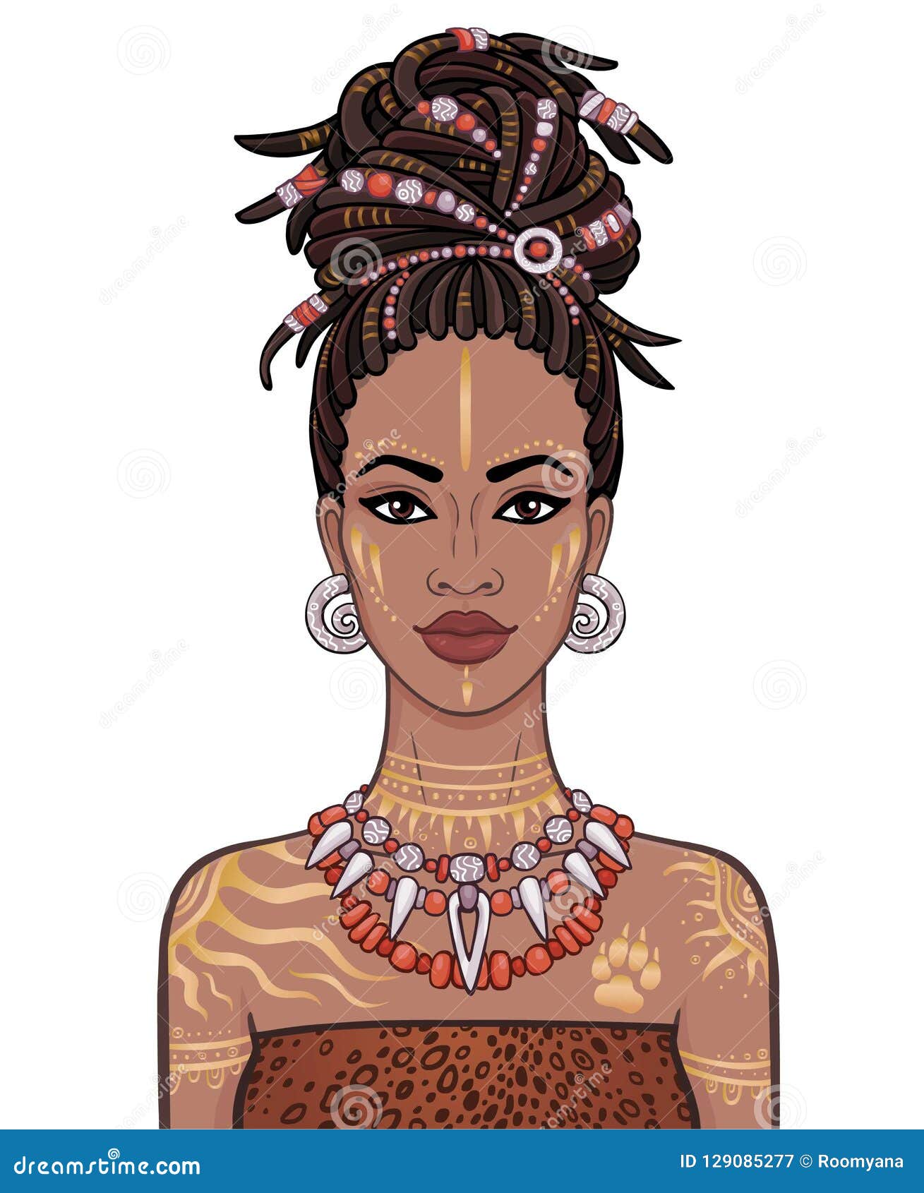 Animation Portrait Of The Young Beautiful African Woman In A