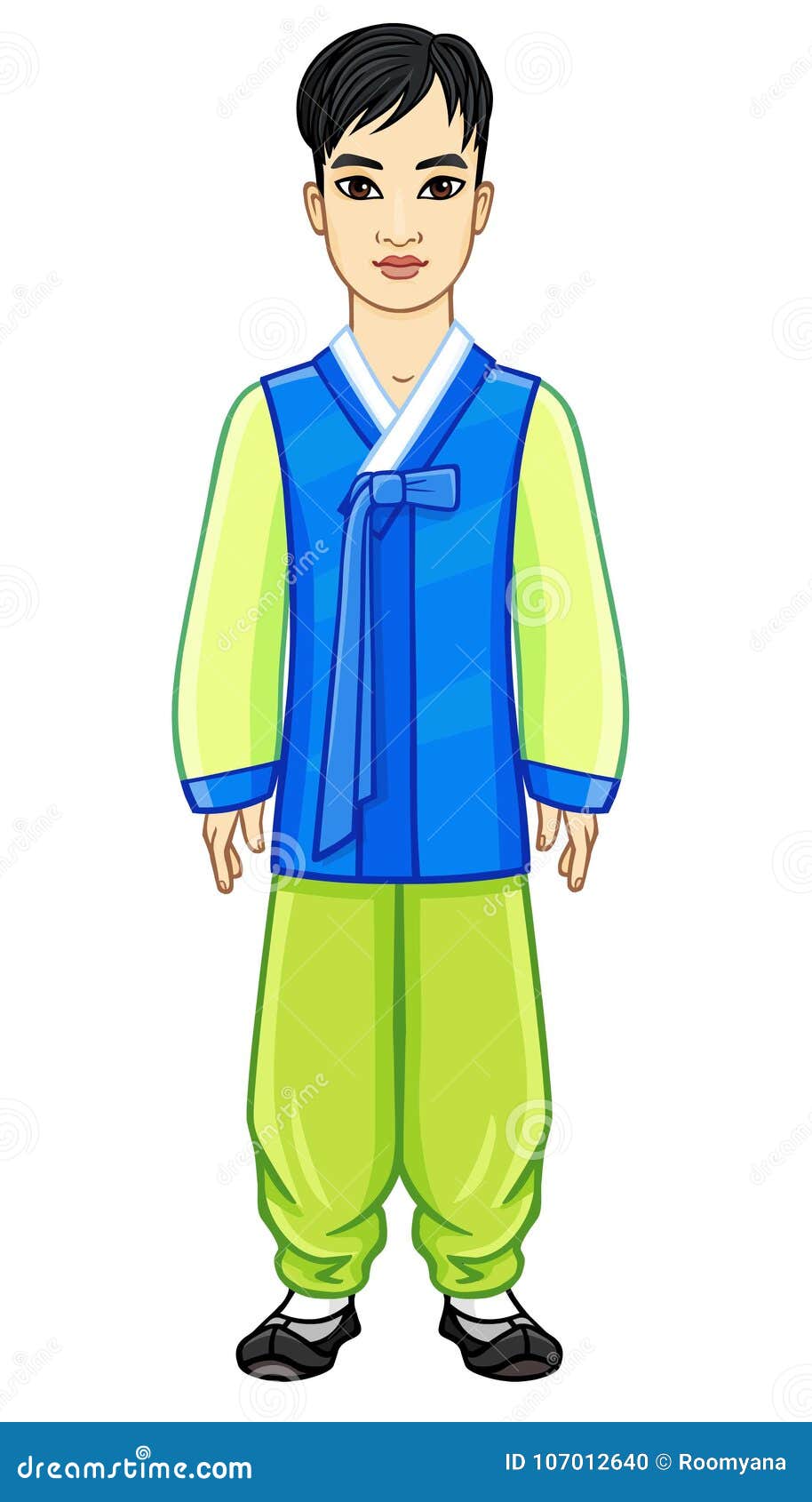 Animation Portrait of the Young Beautiful Korean Boy in Ancient Traditional  Clothes. Full Growth Stock Vector - Illustration of ethnic, background:  107012640