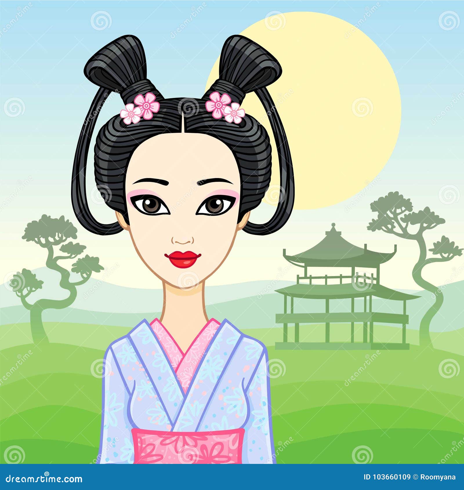 Japanese girl hairstyle stock vector. Illustration of female - 122014268