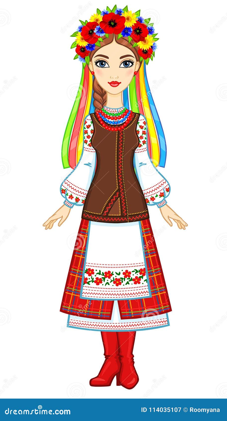 Animation Portrait of the Young Ukrainian Girl in Traditional Clothes ...