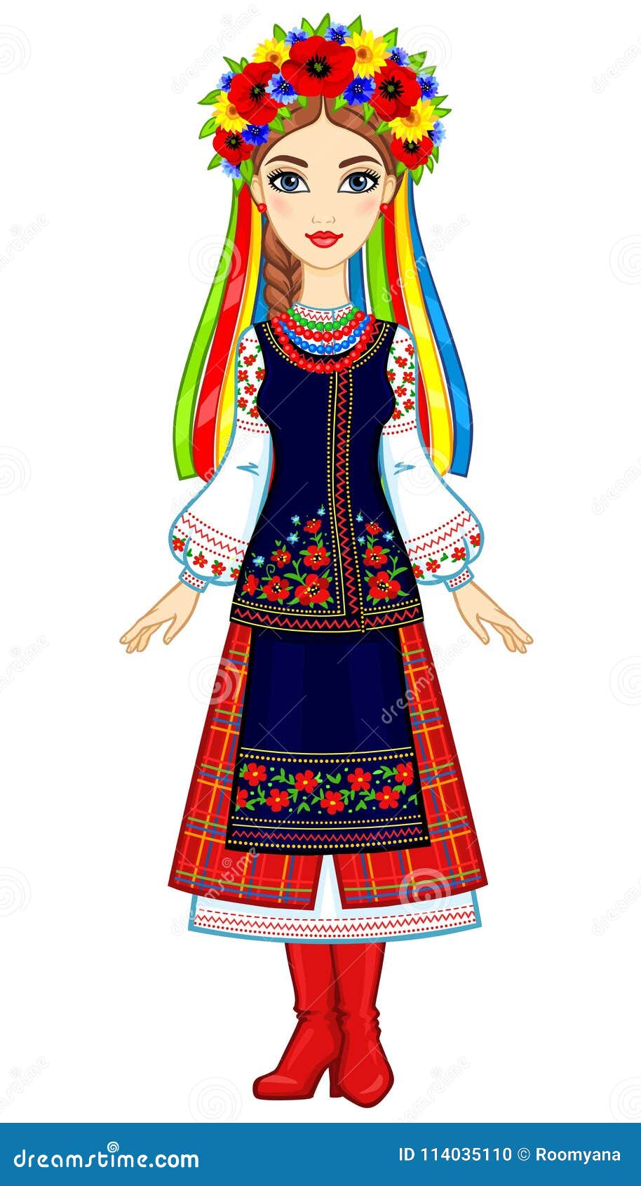 Animation Portrait of the Young Ukrainian Girl in Traditional Clothes ...