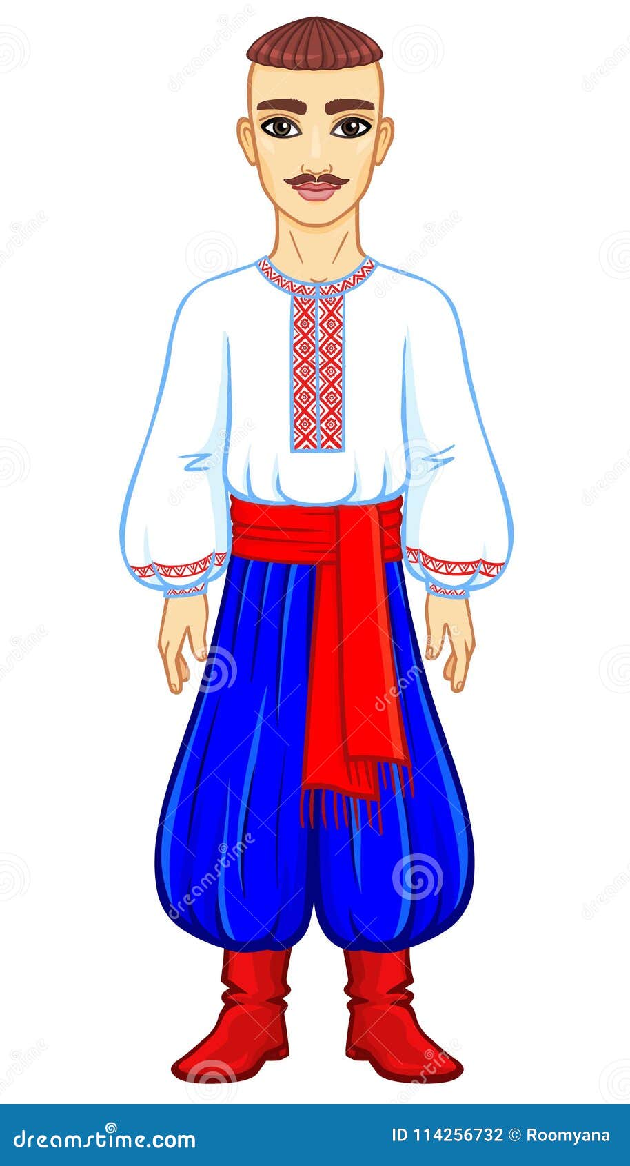 Animation Portrait of the Young Ukrainian Man in Traditional Clothes ...