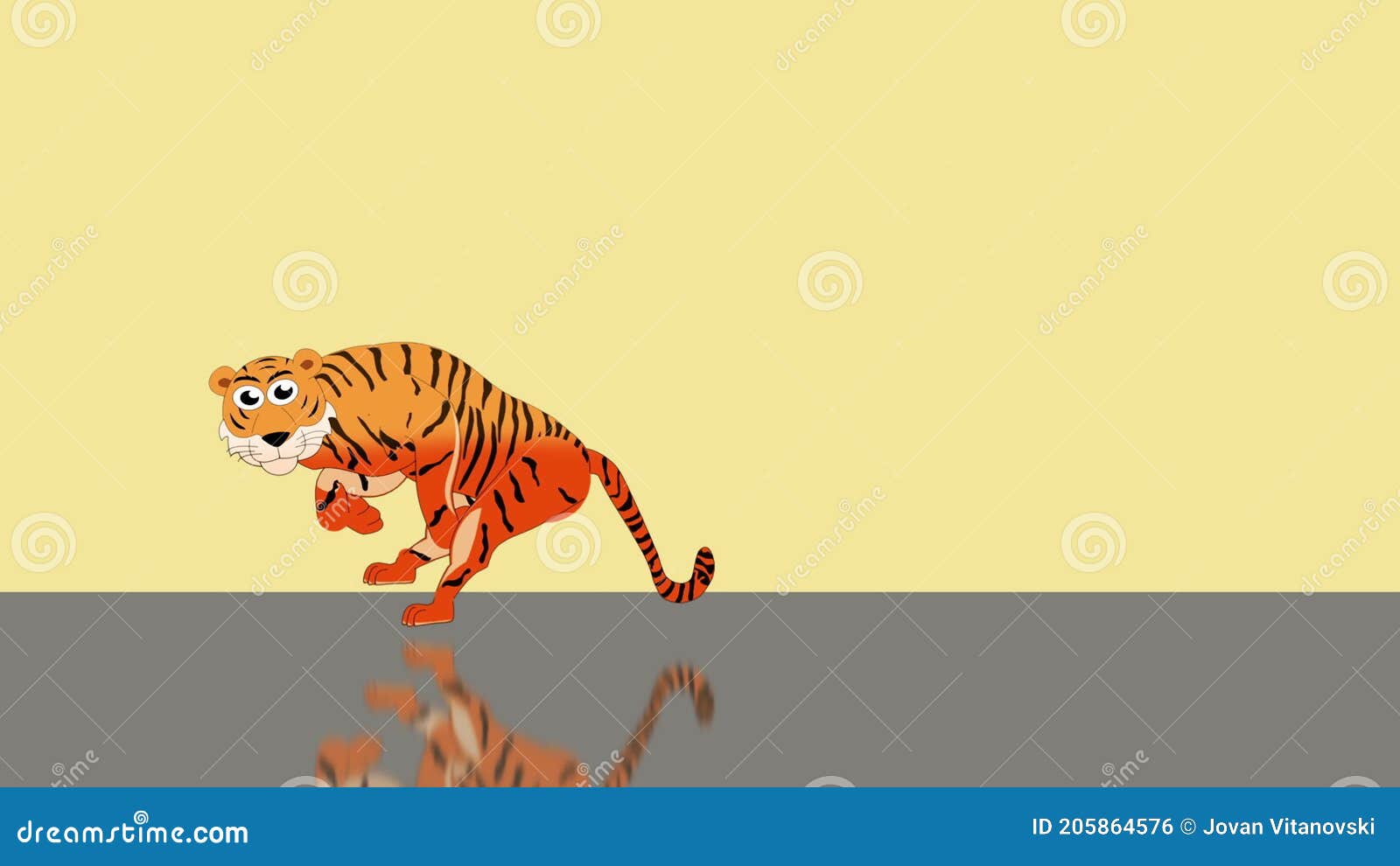 Animation of a Running Tiger Stock Footage - Video of predator, cartoon:  205864576