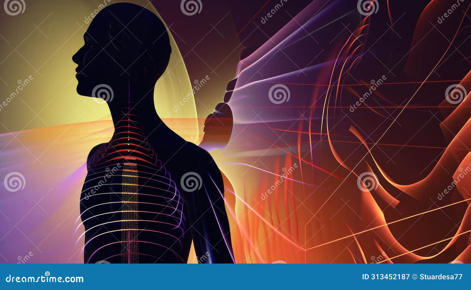 abstract woman with digital threads