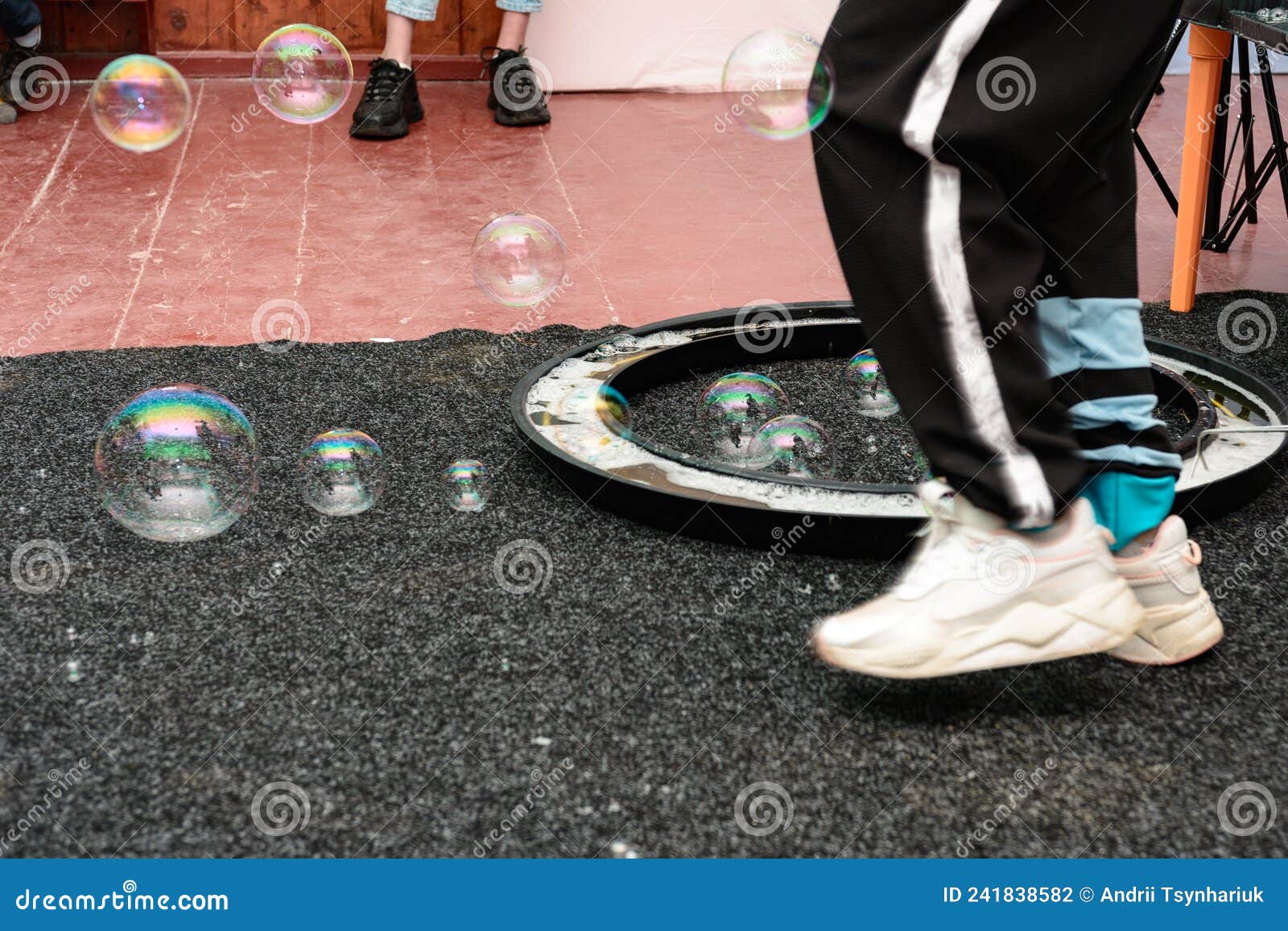 animators create a festive and joyful atmosphere with the help of soap bubbles, soap solution and bubbles.