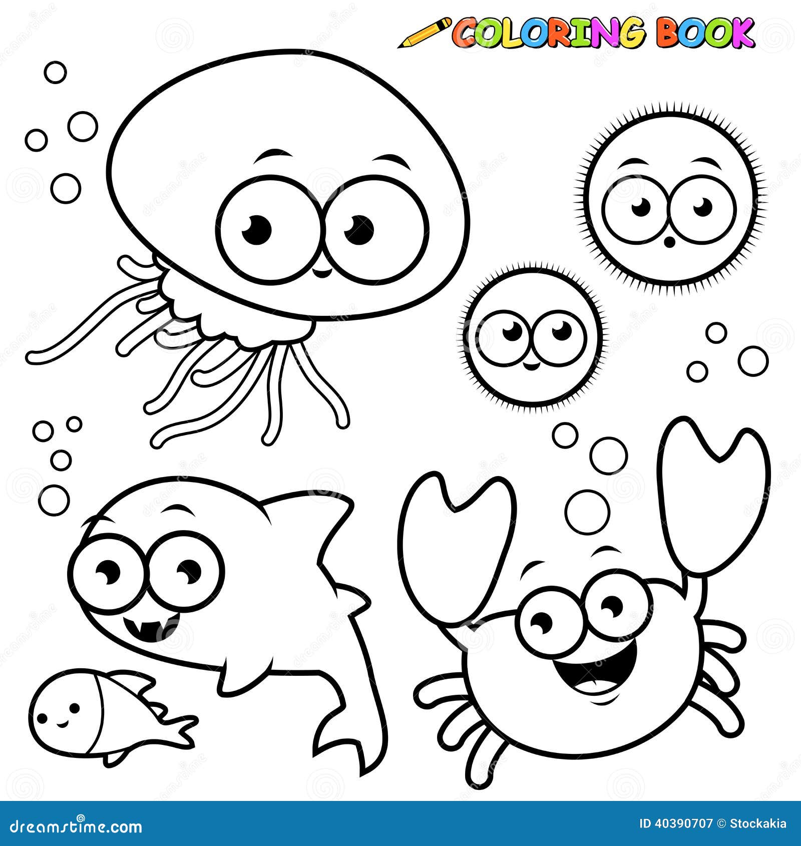 Animaux de mer de livre de coloriage réglés