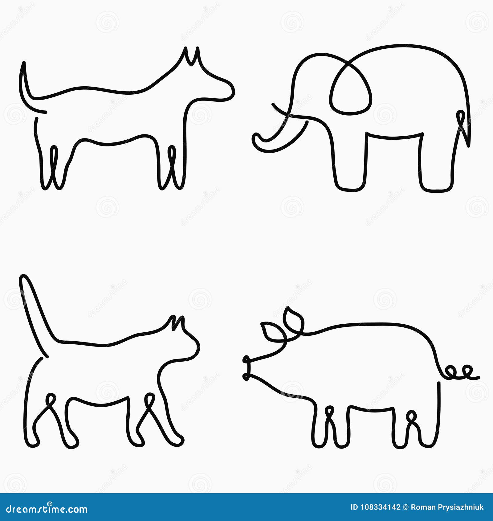 Animaux Un Dessin Au Trait Ligne Continue Copie Chat Chien Porc Elephant Illustration Tiree Par La Main Pour Le Logo Vecteur Illustration De Vecteur Illustration Du Concept Nature Animaux Un Dessin Au Trait Ligne Continue Copie Chat Chien Porc Elephant Illustration Tiree Par La Main Pour Le Logo Vecteur Illustration De Vecteur Illustration Du Concept Nature