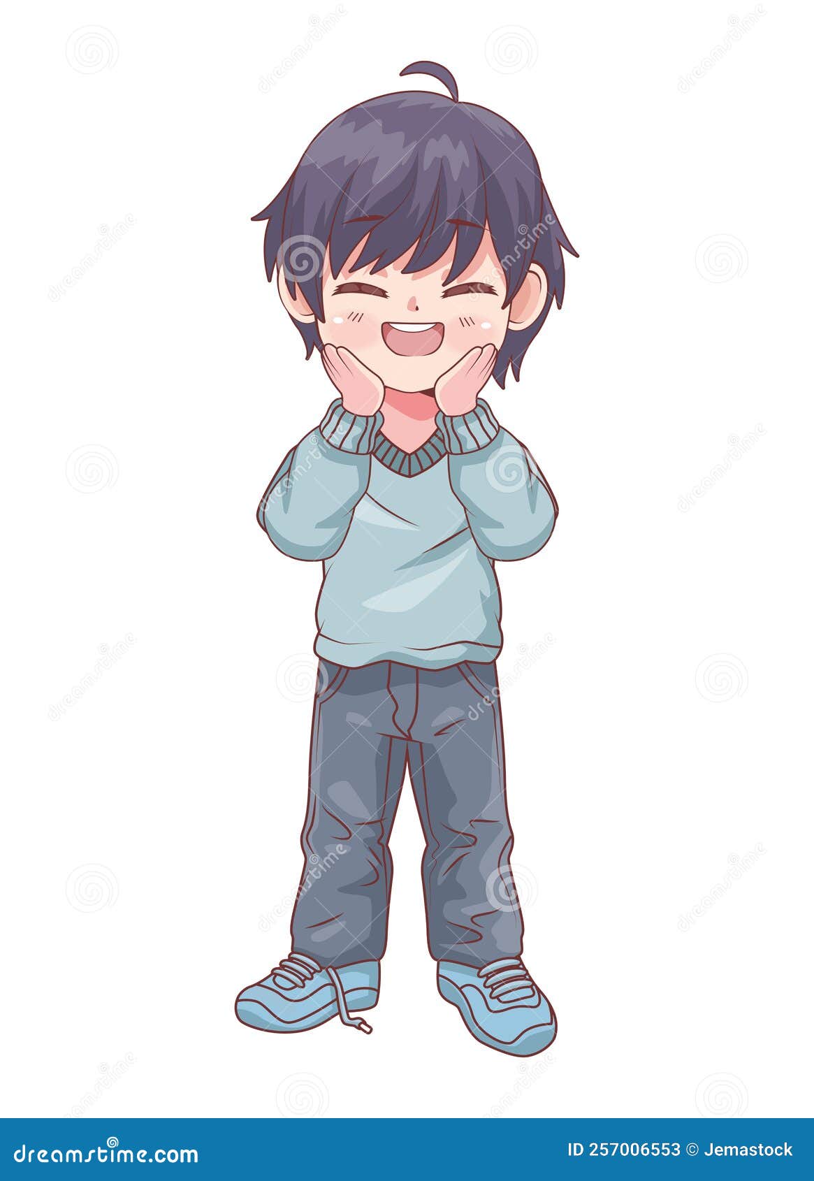 Anime adolescente feliz ilustração do vetor. Ilustração de isolado -  257006553