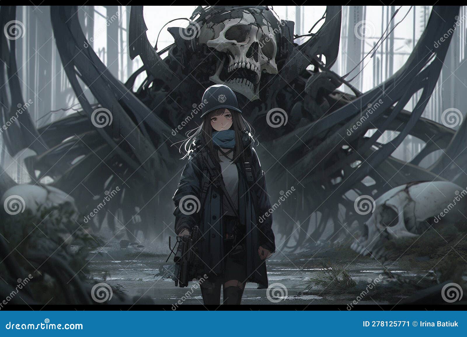 Cyberpunk Girl, Anime, Character Design, Concept Art, Beautiful Girl,  Generative AI Stock Illustration