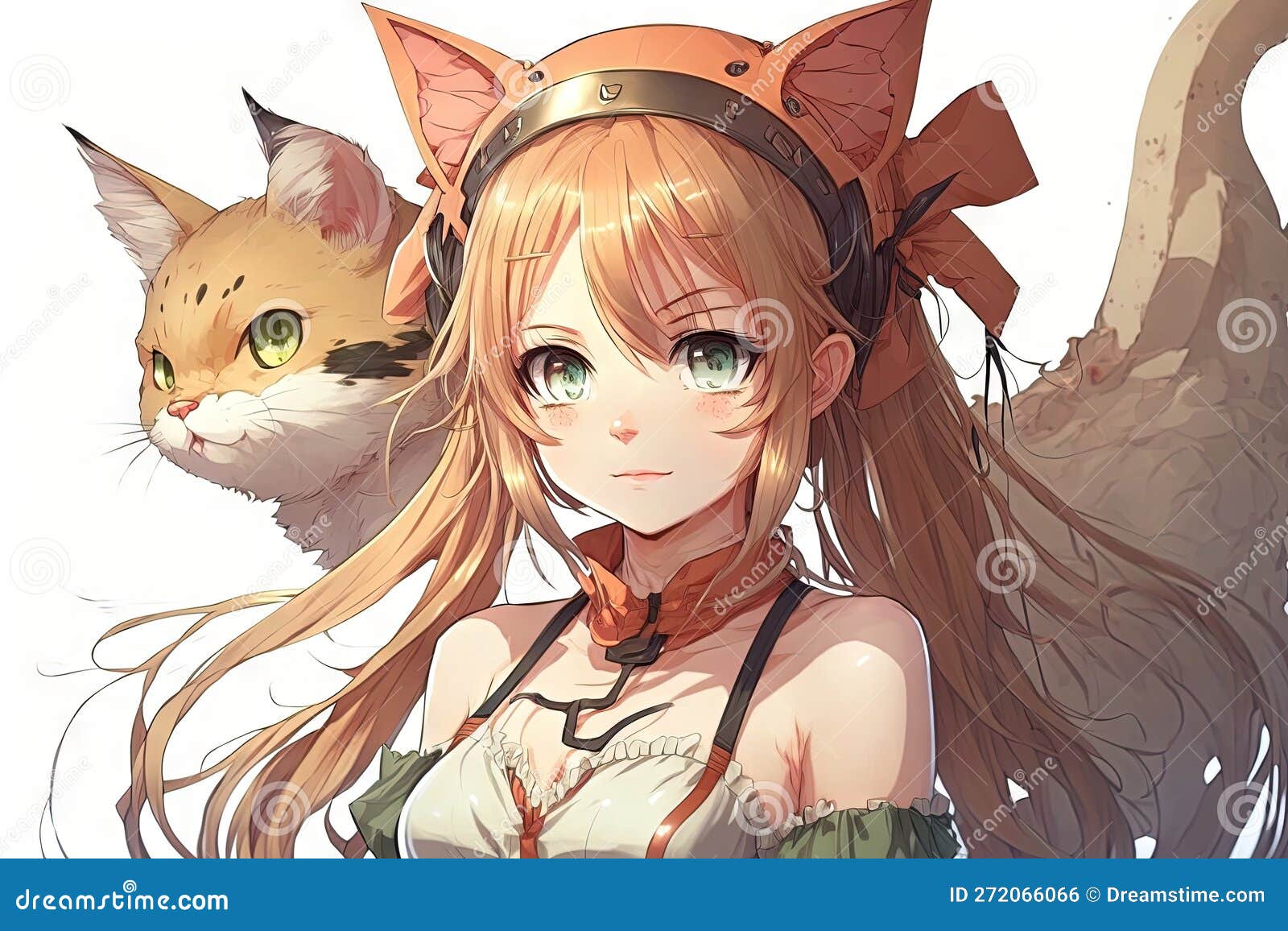 Anime Bonitinha Com Orelhas De Gato E Manga-de-cauda Ilustração De  Personagem Gerativa Ai Ilustração Stock - Ilustração de gato, desenho:  272066066