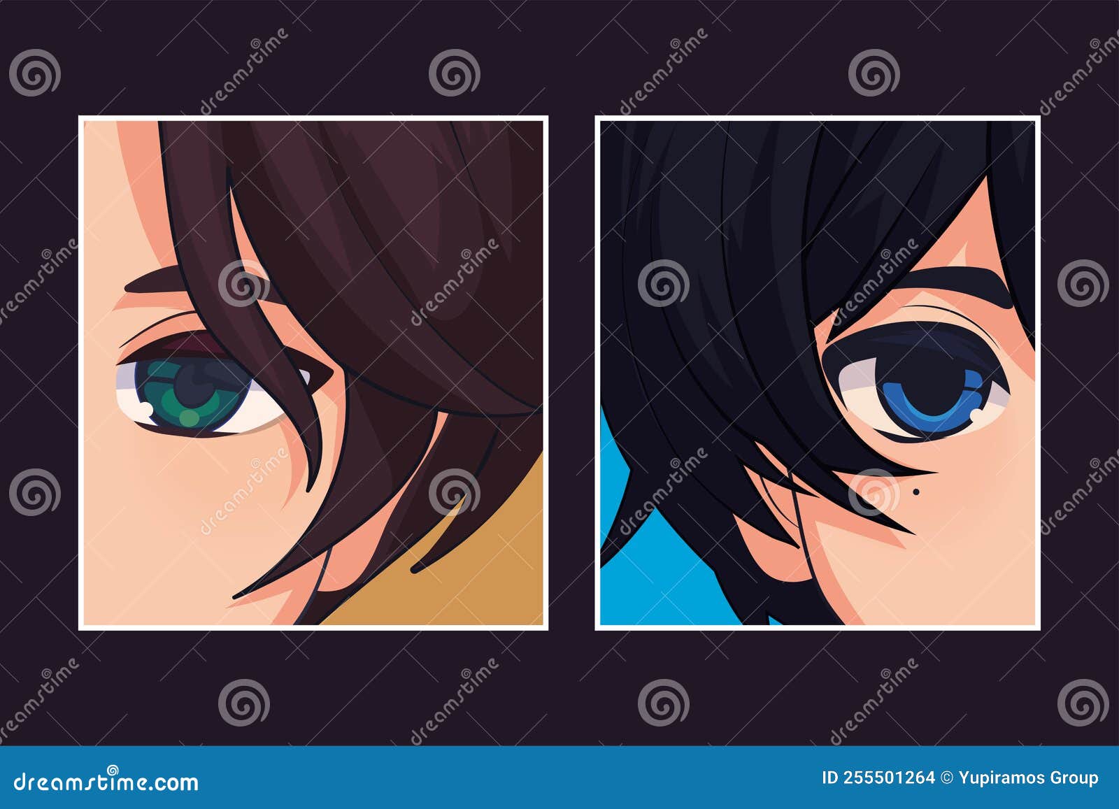 Anime male avatars stock vector. Illustration of character - 255502374