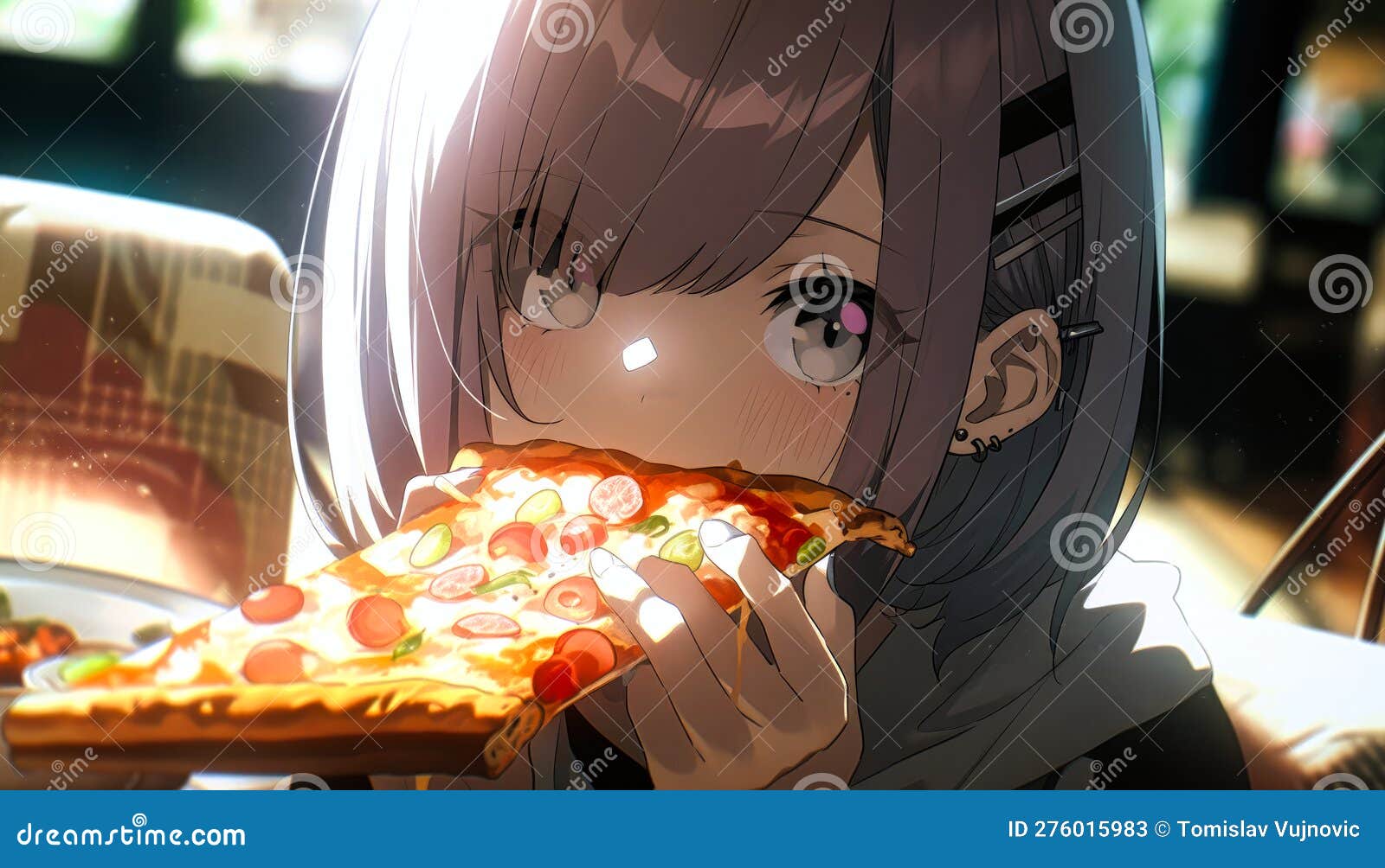 Fat Anime Girl Eating Food · Creative Fabrica