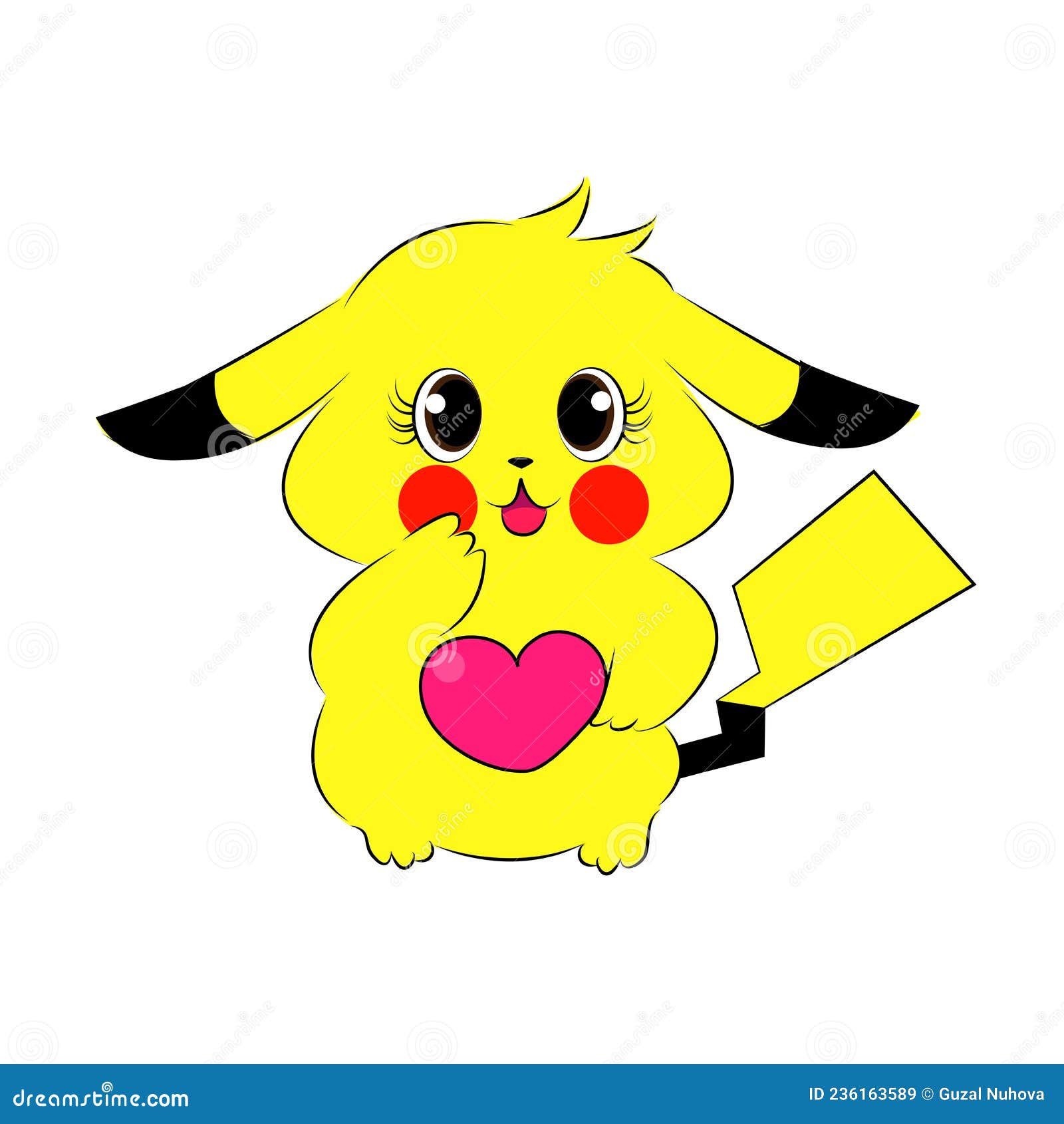 Anime Character Pikachu Pokemon Pikachu with Heart Emotions Anime Character Pikachu  Pokemon Print T-shirt Valentine S Editorial Stock Image - Illustration of  action, book: 236163589